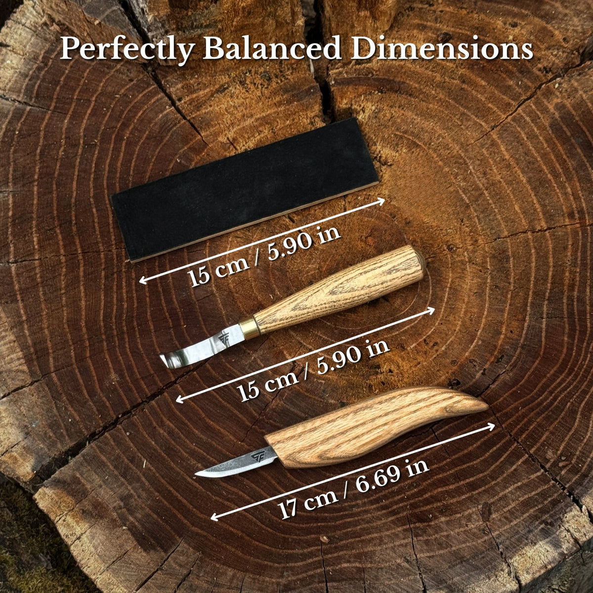 3-Piece Spoon Carving Set – Whittling Knife, Hook Knife & Sharpening Strop - 3