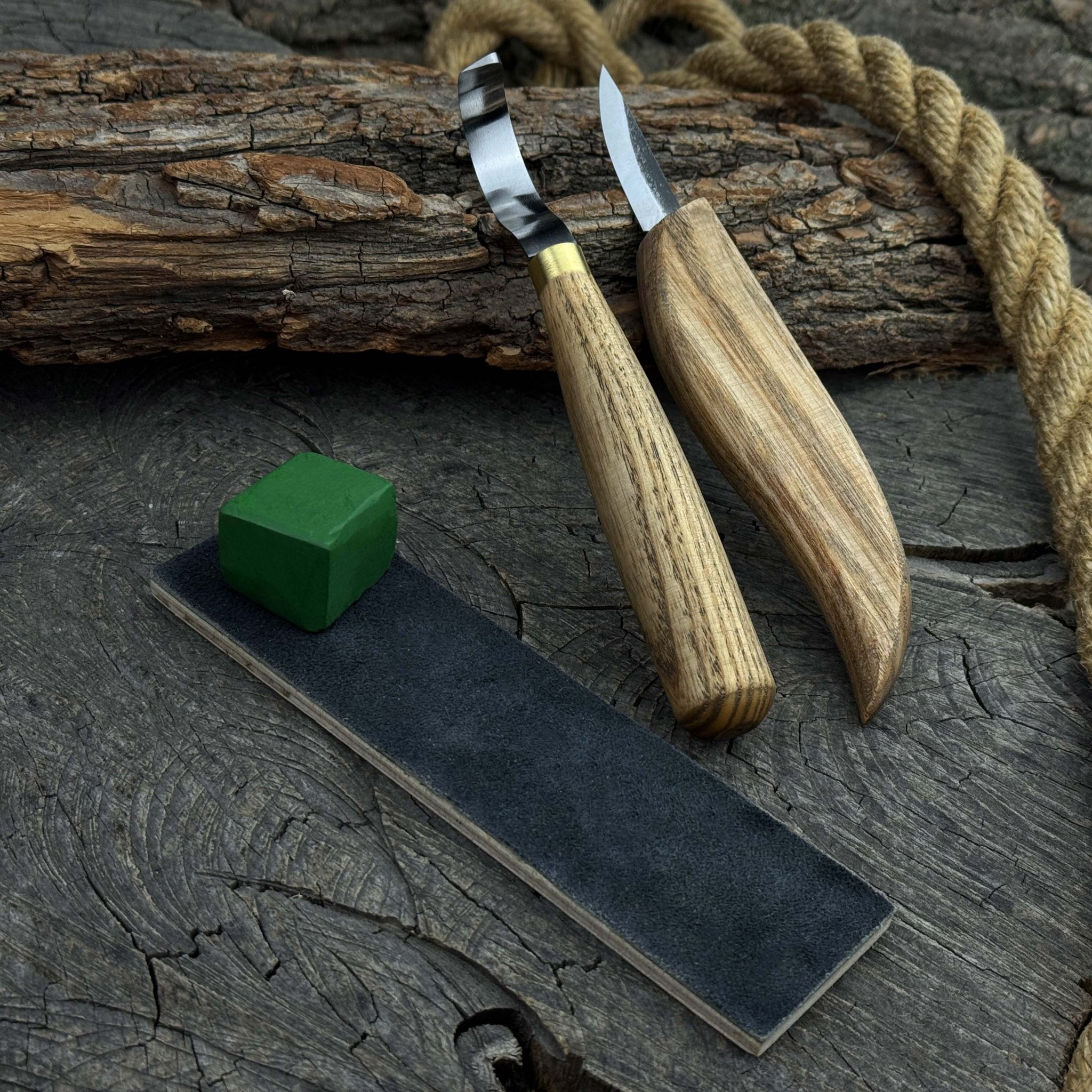 3 - Piece Spoon Carving Set – Whittling Knife, Hook Knife & Sharpening Strop - 5