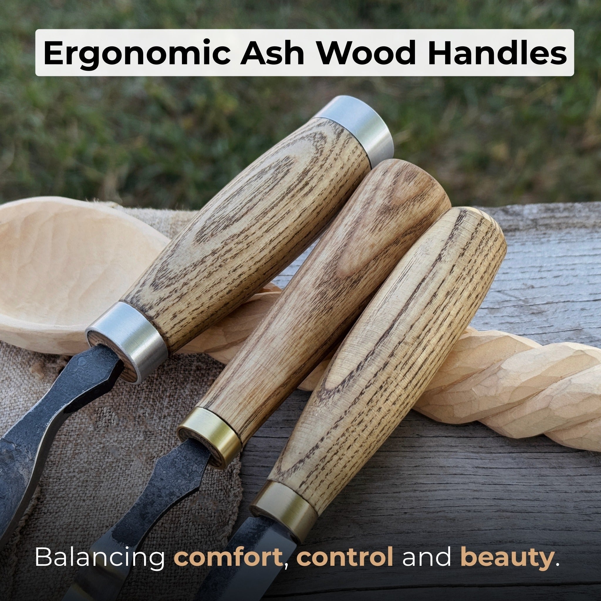 3 - Piece Spoon Carving Set with Leather Roll - 4