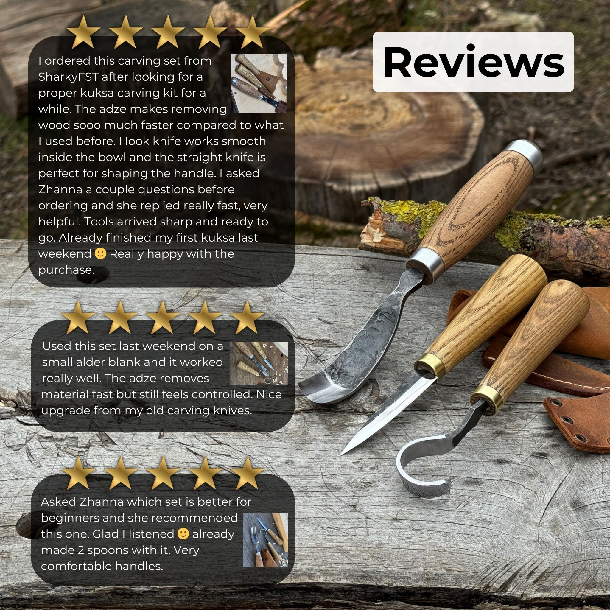 3-Piece Spoon Carving Tool Set - 9