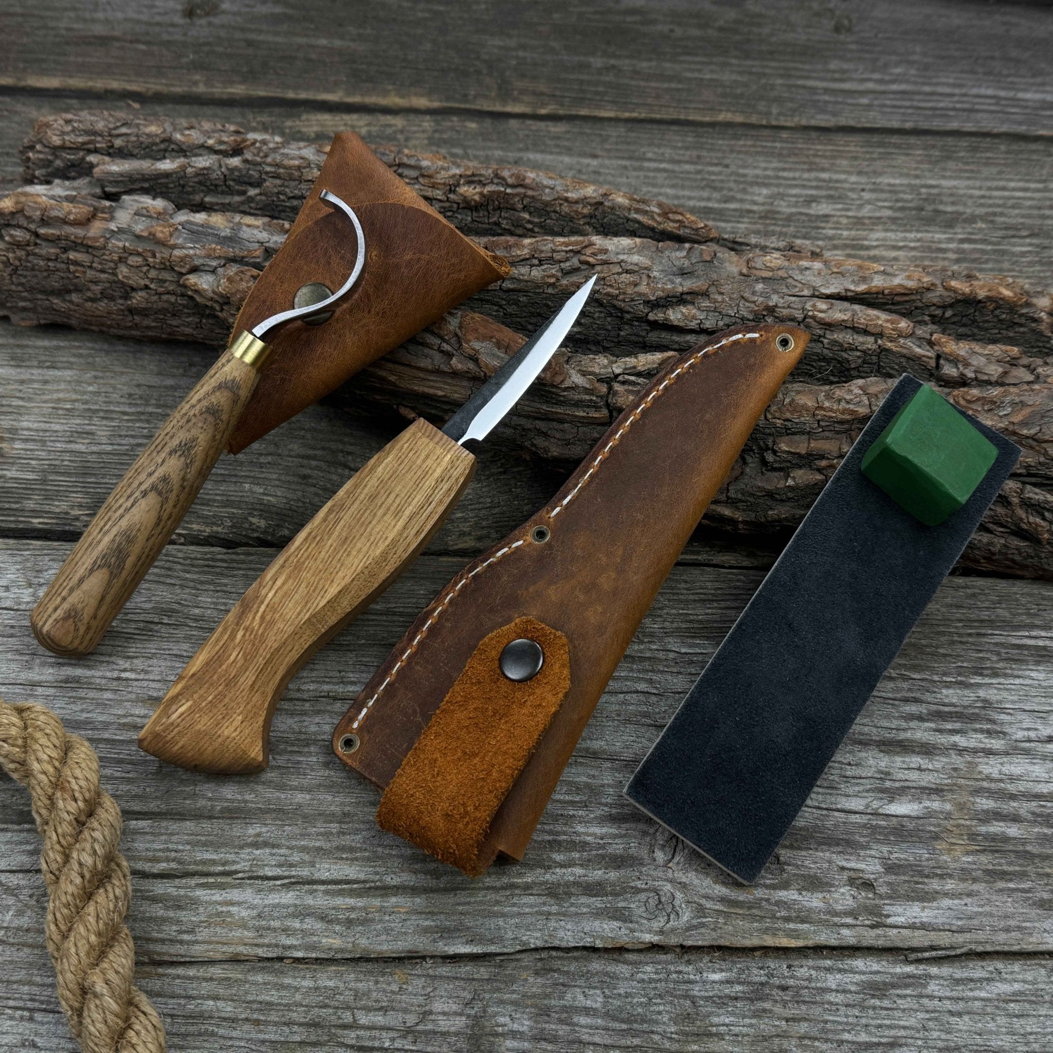 3 - Piece Spoon Carving Tool Set with Leather Strop - 7