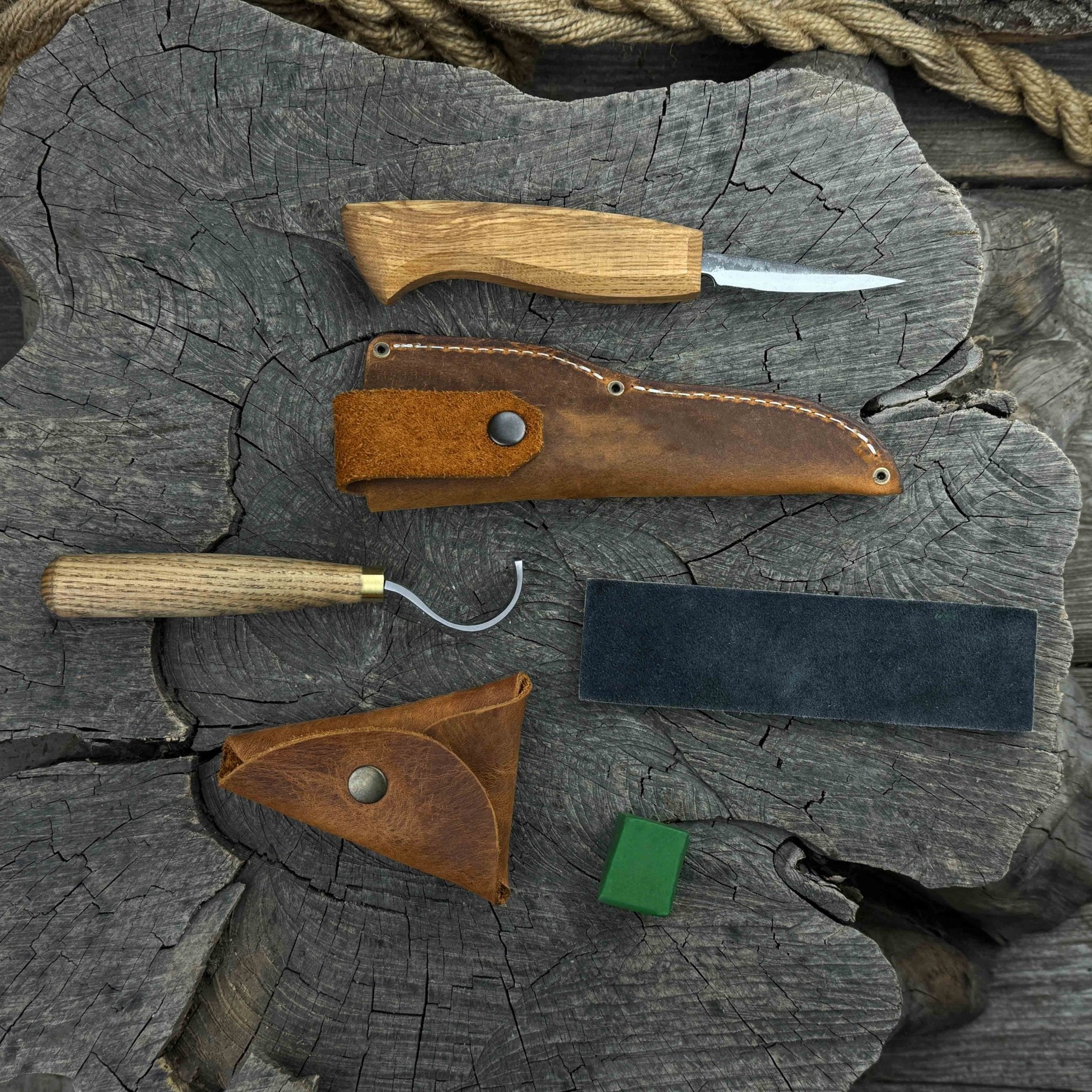 3 - Piece Spoon Carving Tool Set with Leather Strop - 2