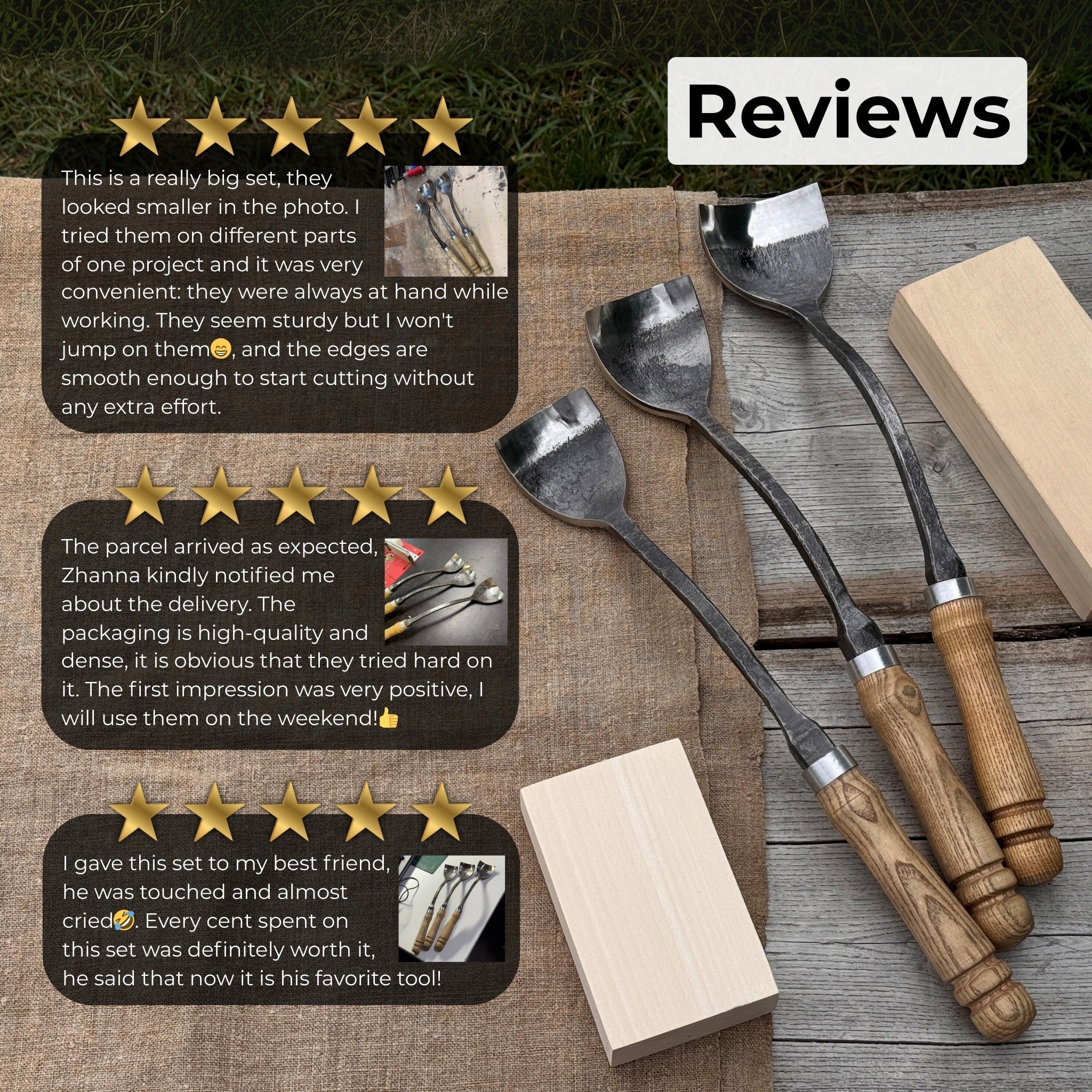 3 - Piece Spoon (Short) Bent Gouge Set - 10