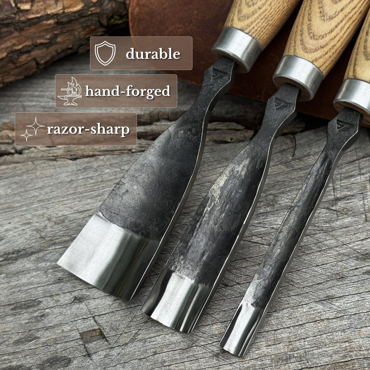 3-Piece Straight Rounded Chisel Set - 2