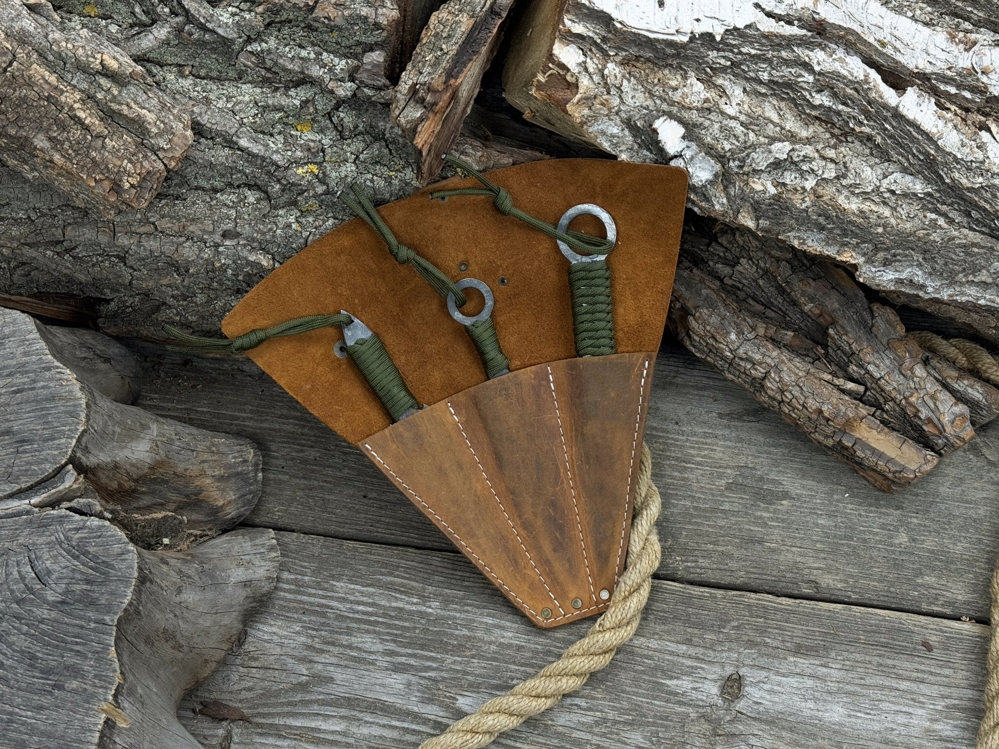 3 - Piece Throwing Knife Set with Leather Roll - 7