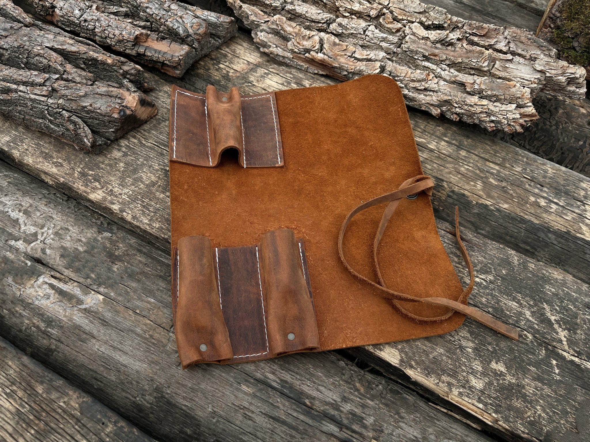3 Pocket Leather Tool Roll - 5