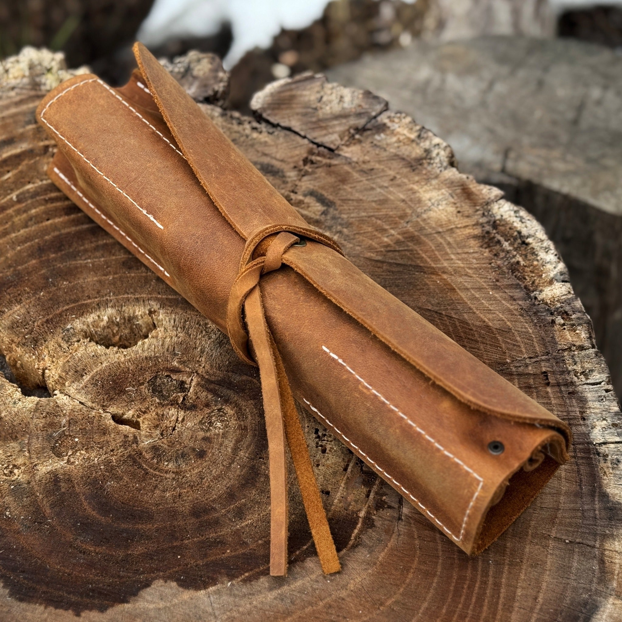 3 Pocket Leather Tool Roll - 8