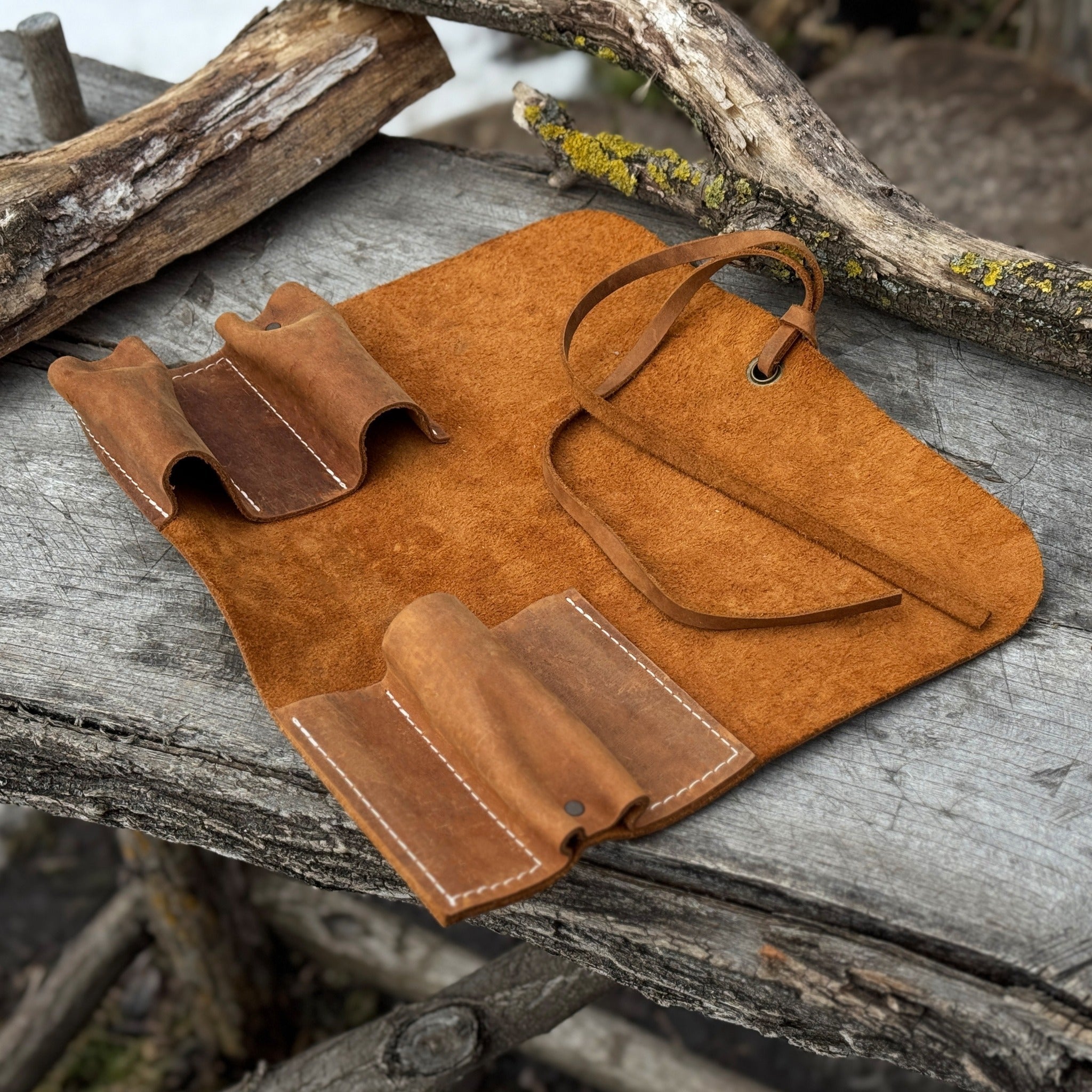 3 Pocket Leather Tool Roll - 16