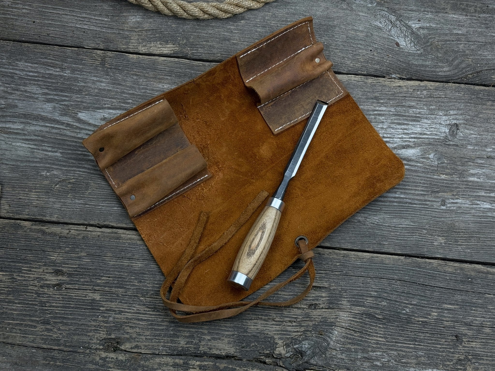 3 Pocket Leather Tool Roll - 5