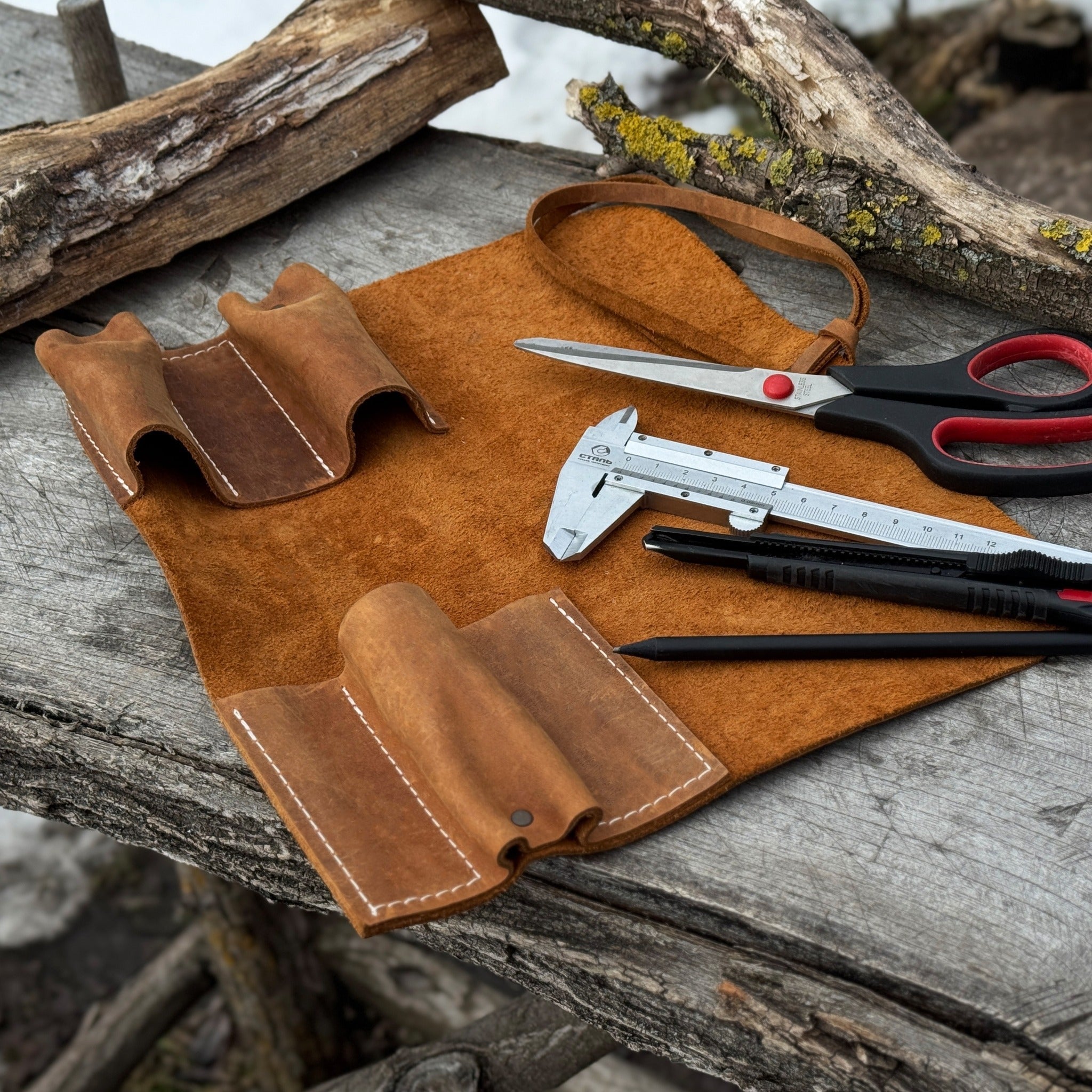 3 Pocket Leather Tool Roll - 14