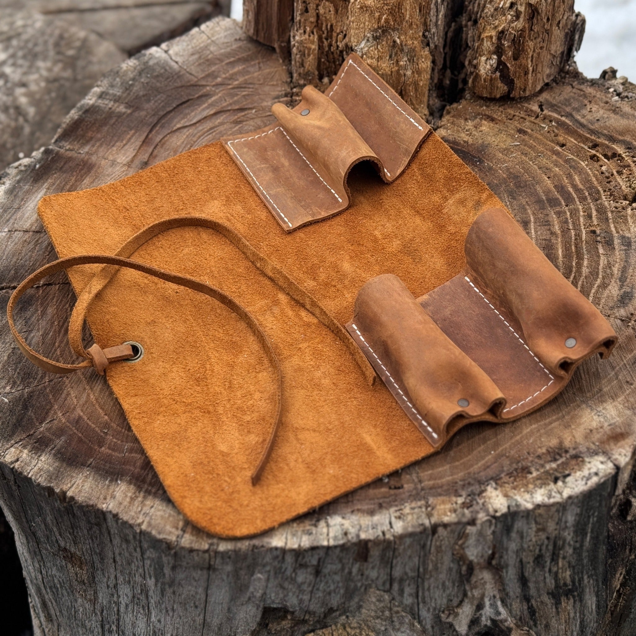 3 Pocket Leather Tool Roll - 22