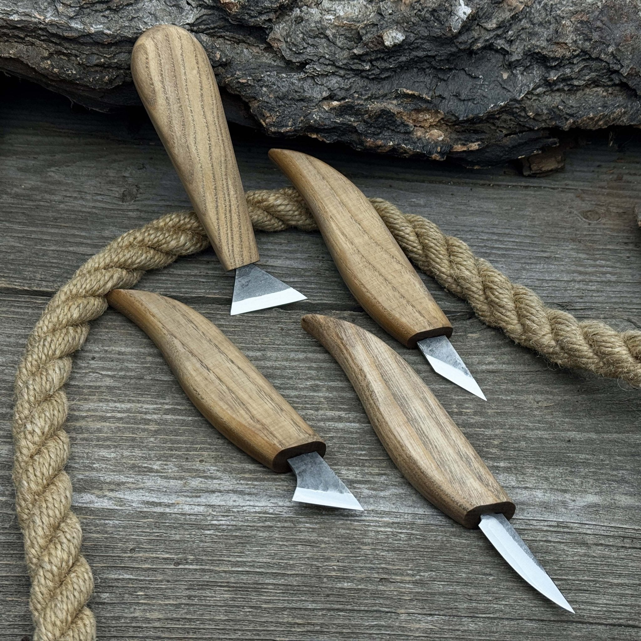 4 - Piece Hand - Forged Wood Carving Knife Set - 7