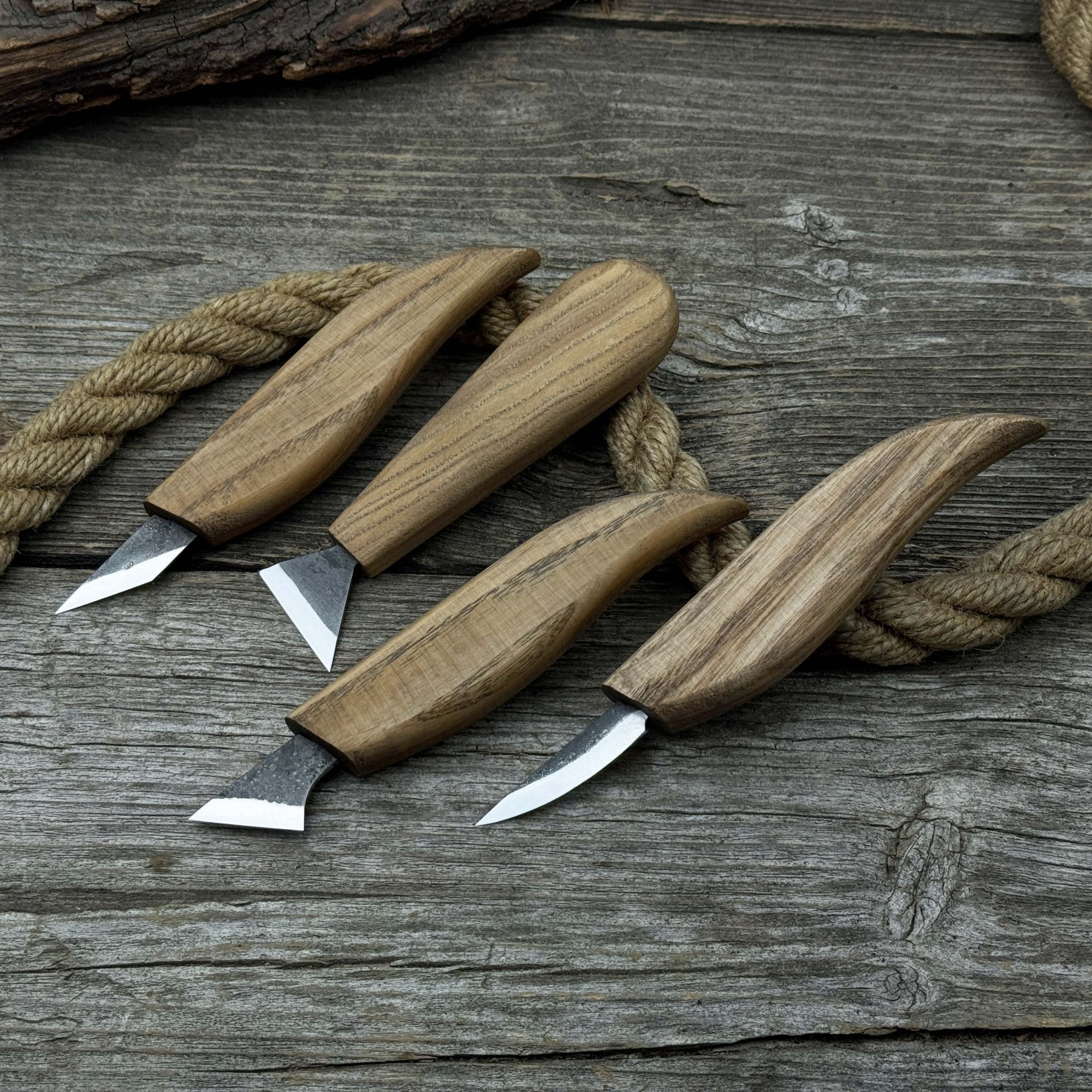 4 - Piece Hand - Forged Wood Carving Knife Set - 9