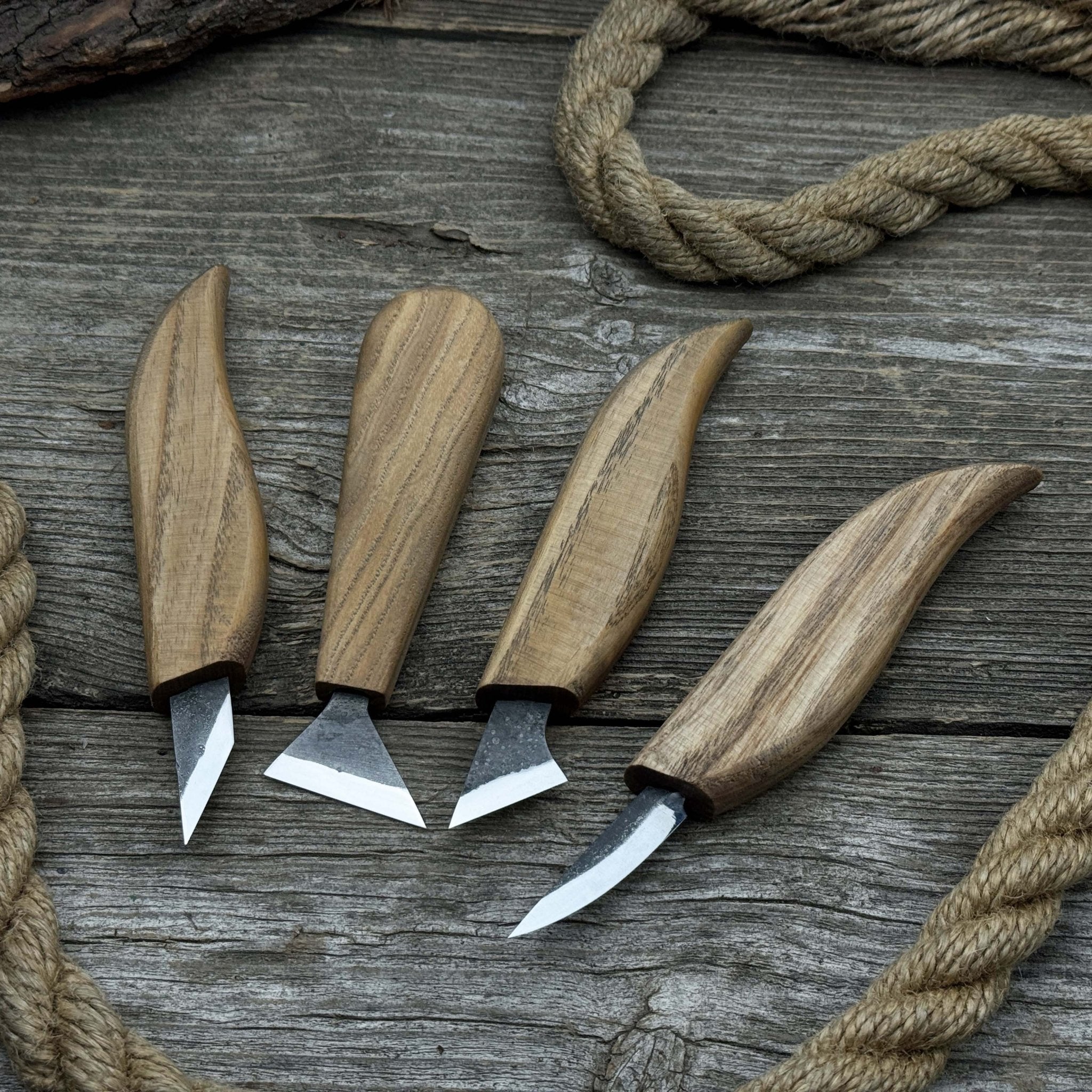 4 - Piece Hand - Forged Wood Carving Knife Set - 4