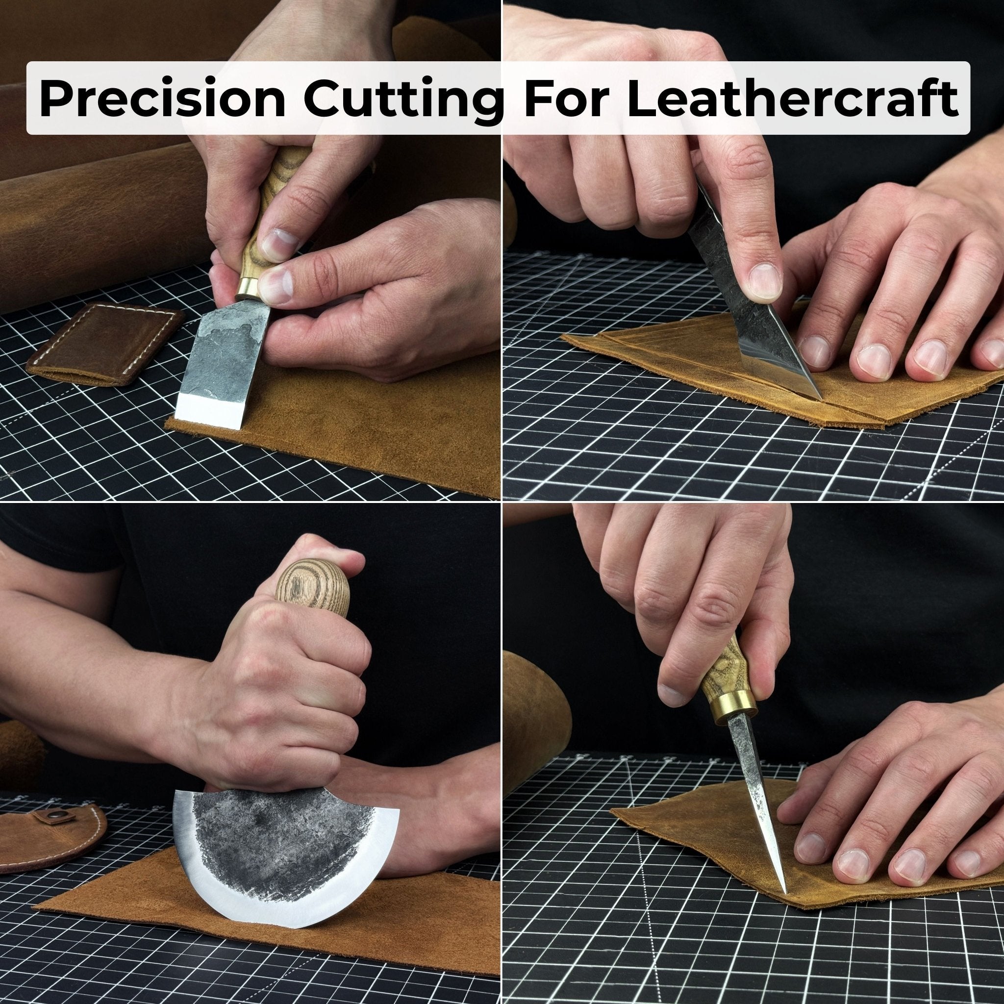 4 - Piece Leather Tool Set with Leather Sheaths - 2