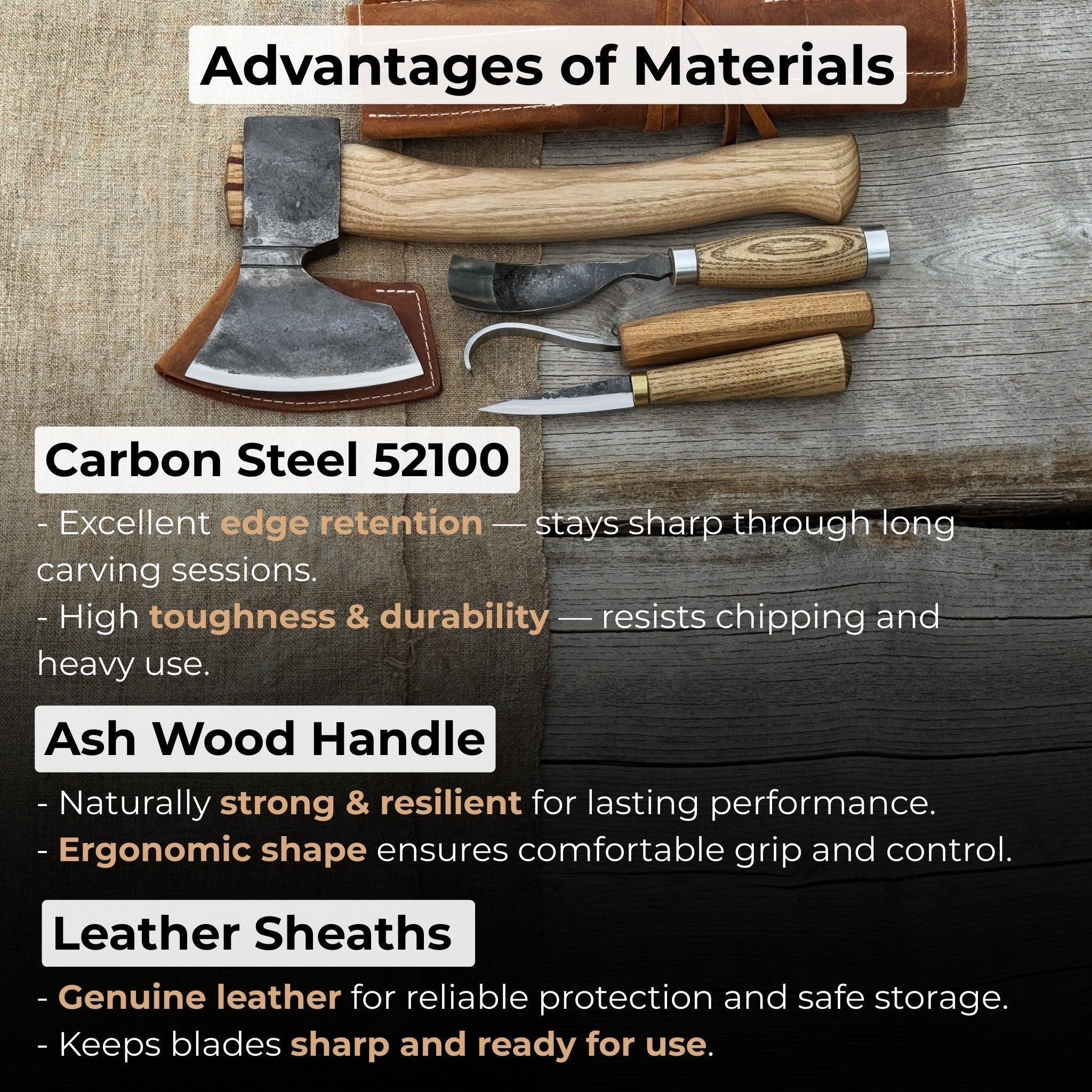 4 - Piece Spoon Carving Tool Set - 8