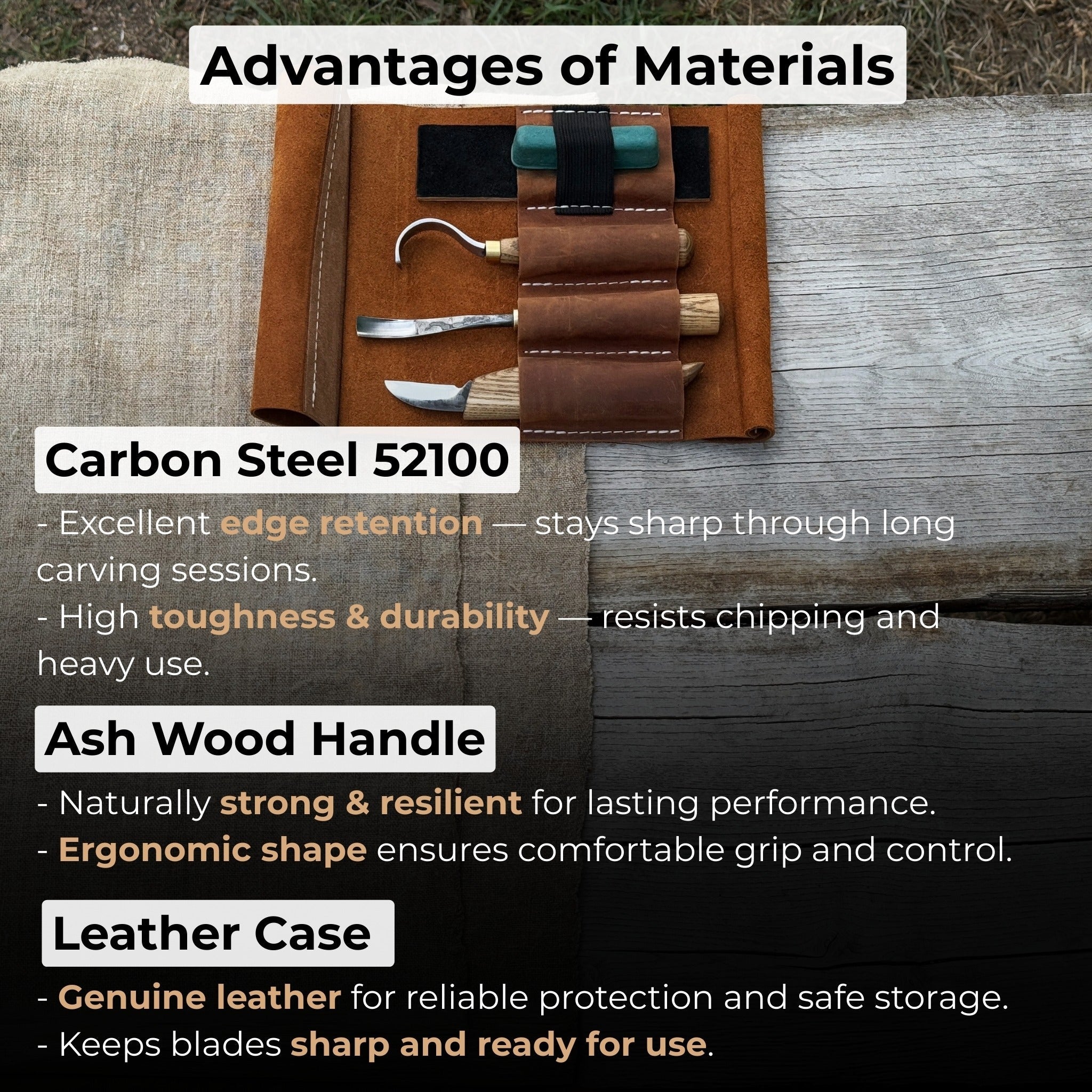 4 - Piece Spoon Carving Tool Set with Sharpening Board - 8