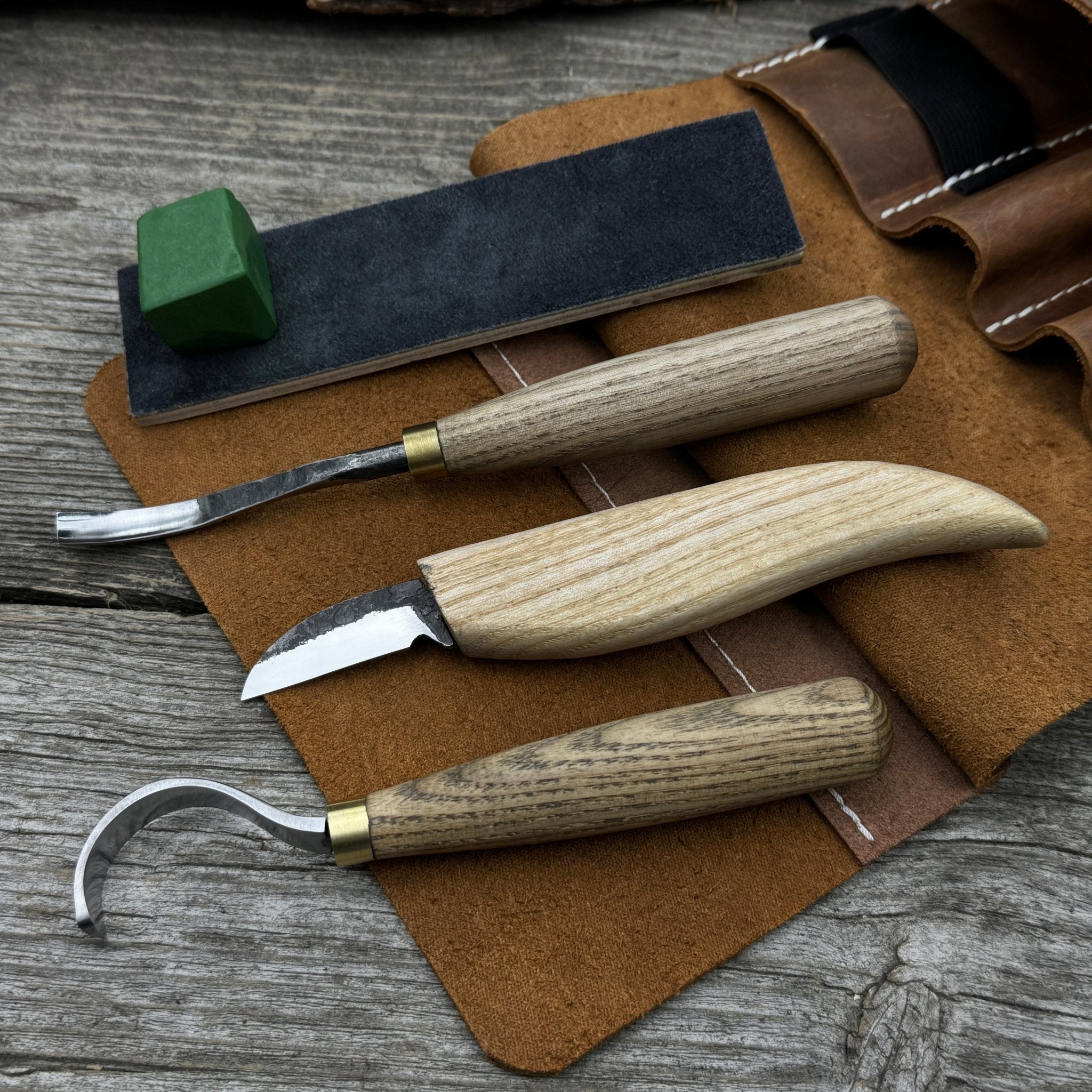 4 - Piece Spoon Carving Tool Set with Sharpening Board - 4