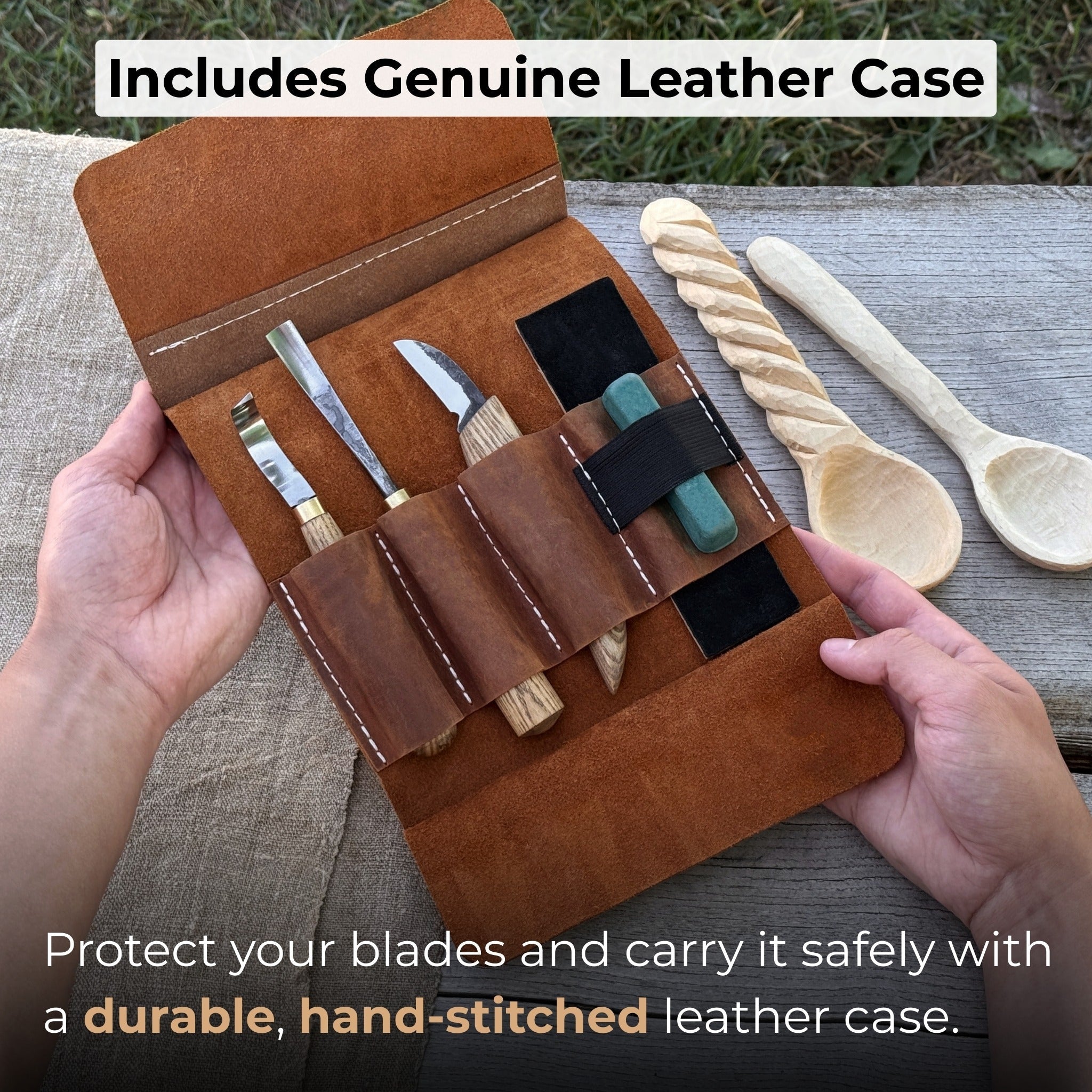 4 - Piece Spoon Carving Tool Set with Sharpening Board - 5