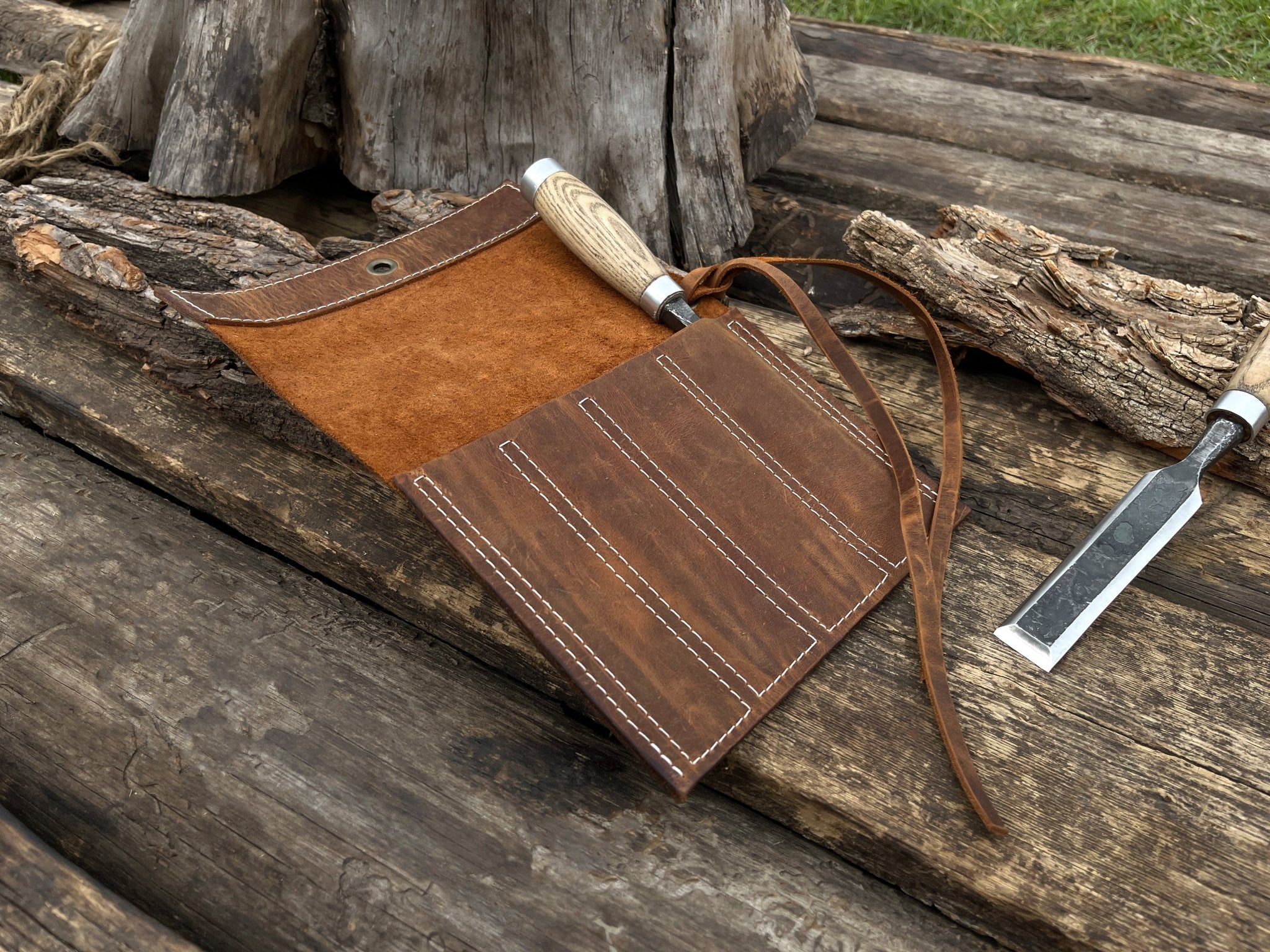 4 Pocket Leather Chisel Roll - 6