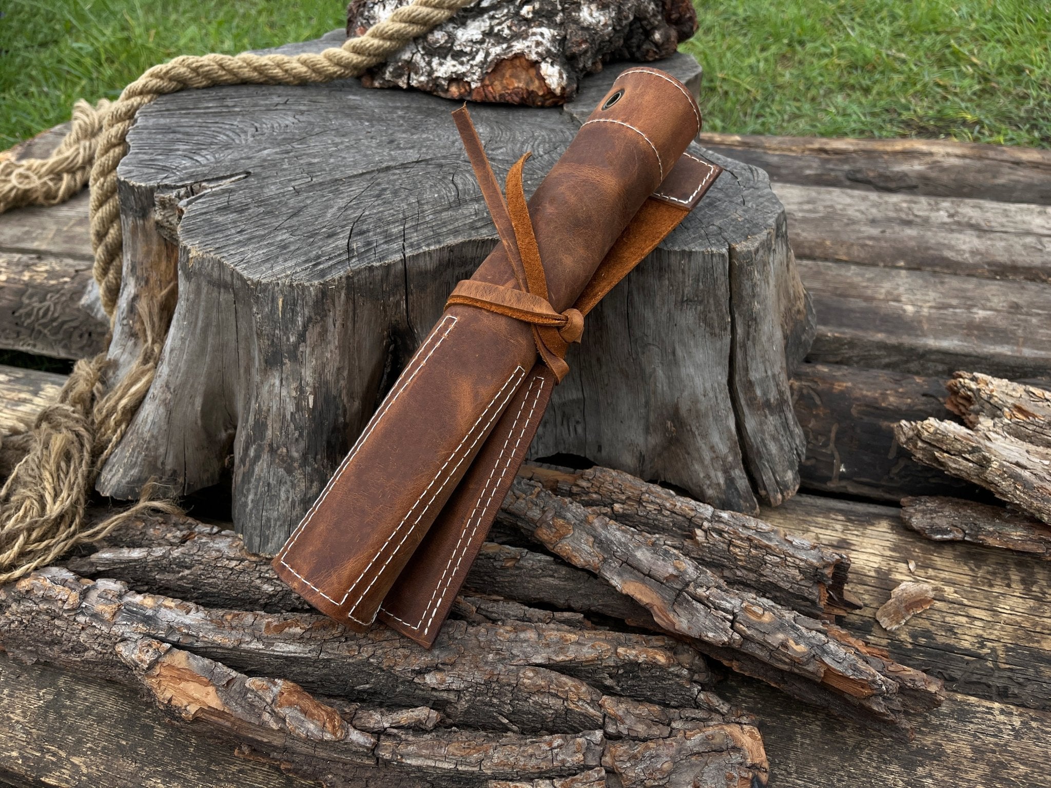 4 Pocket Leather Chisel Roll - 4