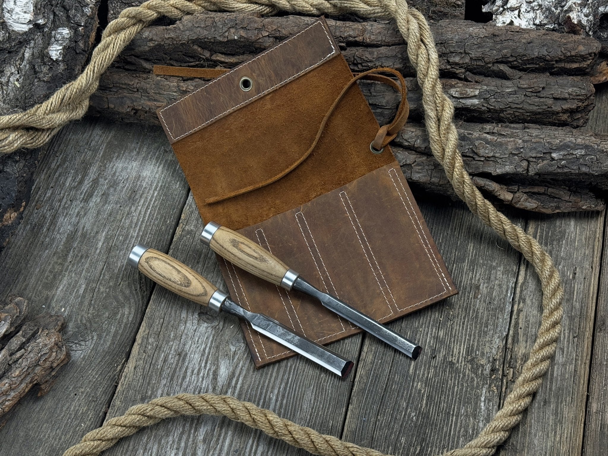 4 Pocket Leather Chisel Roll - 2