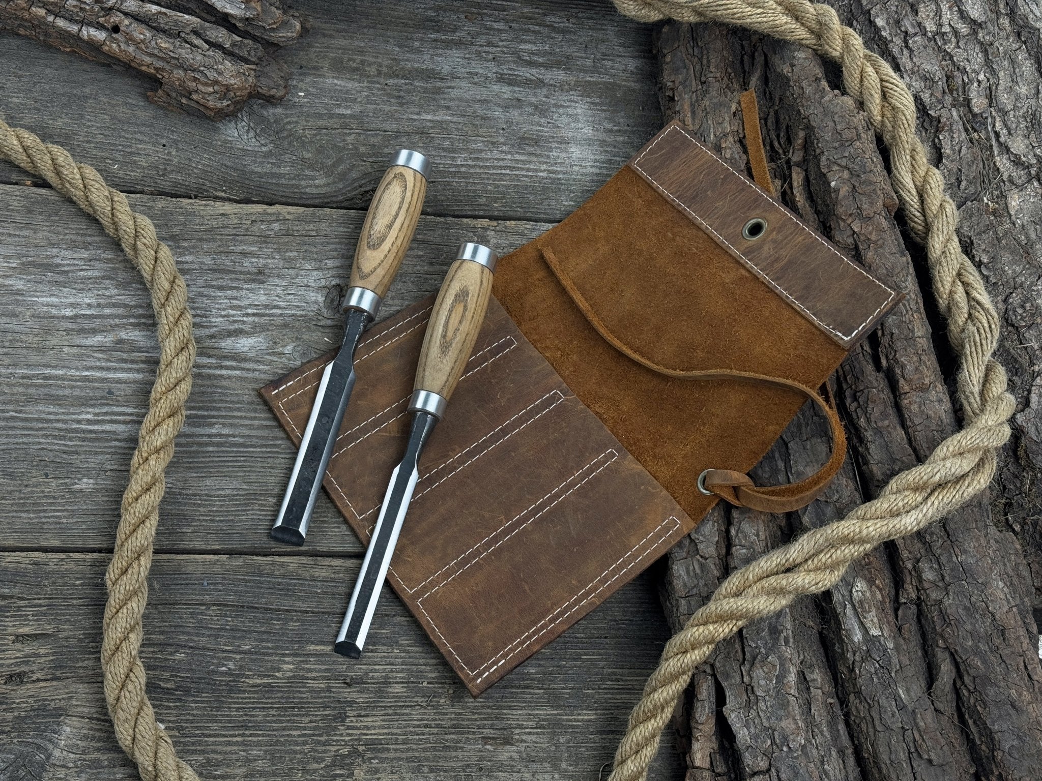 4 Pocket Leather Chisel Roll - 6