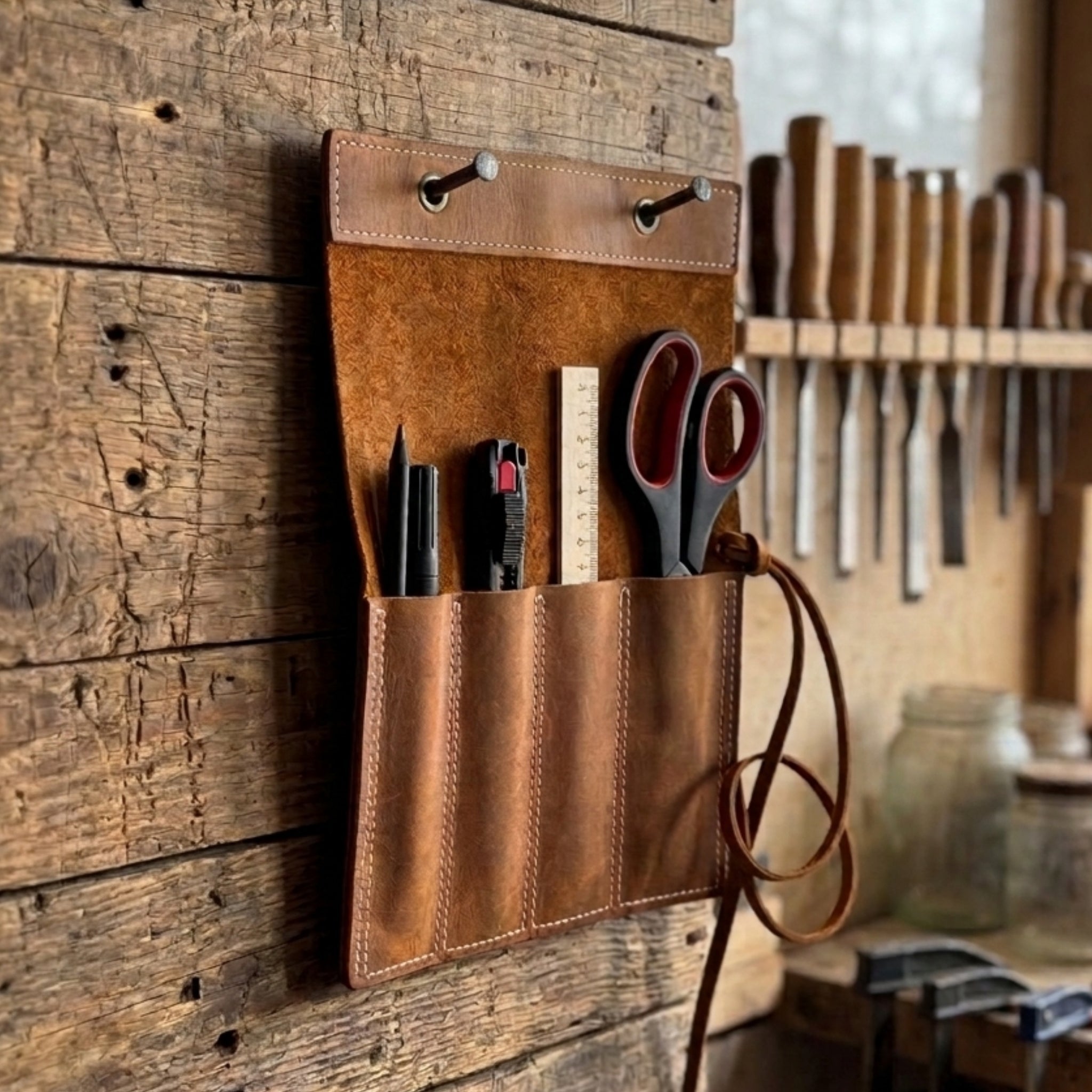 4 Pocket Leather Chisel Roll - 8