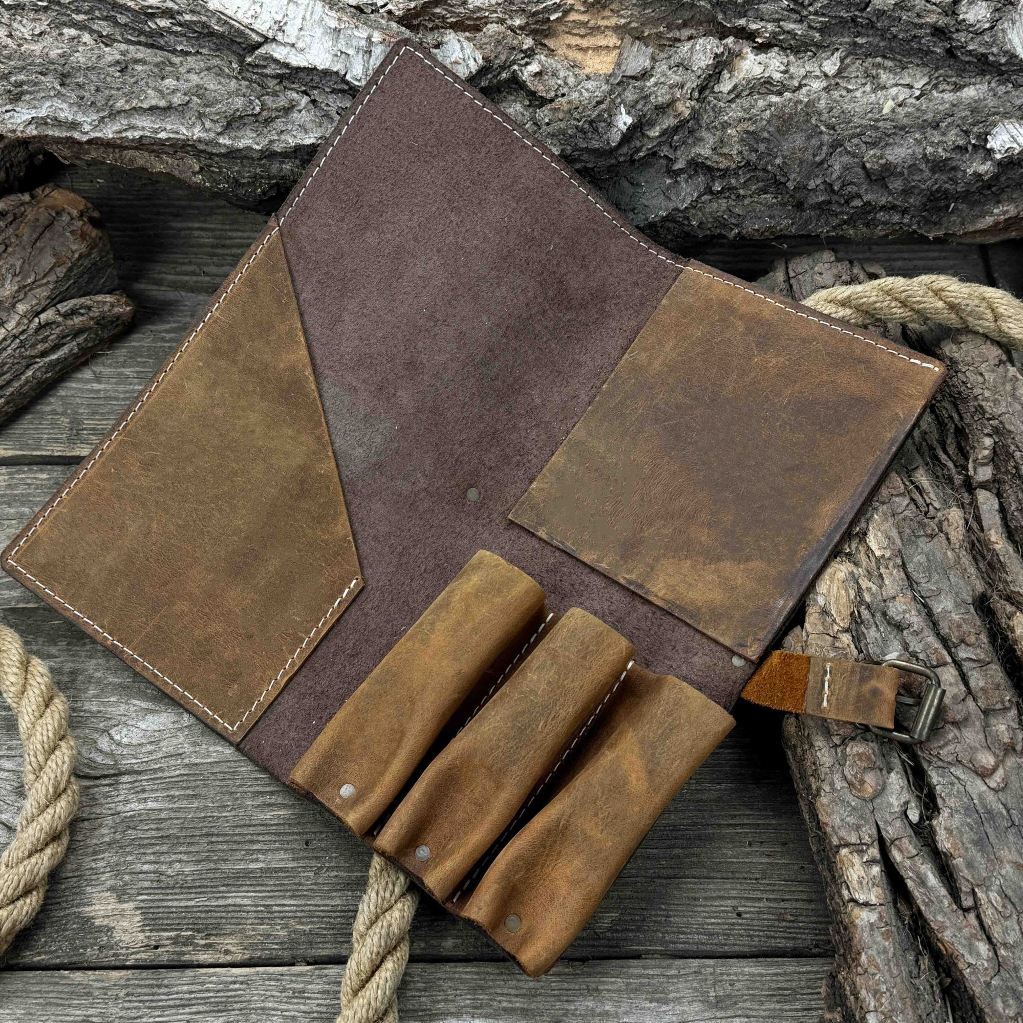 4 Pocket Leather Tool Roll for Carving Tools - 10