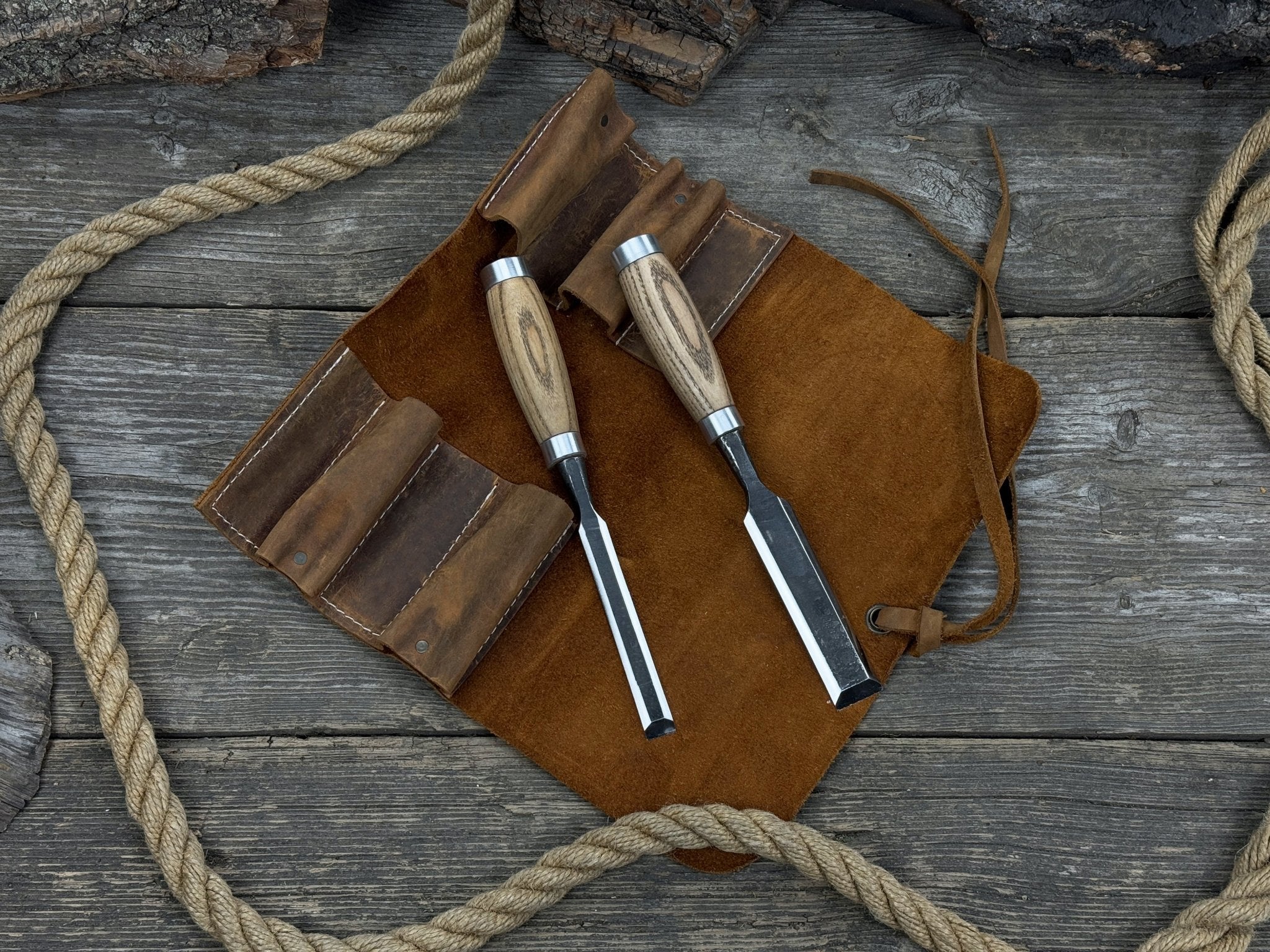 4 Pocket Leather Tool Roll - 3