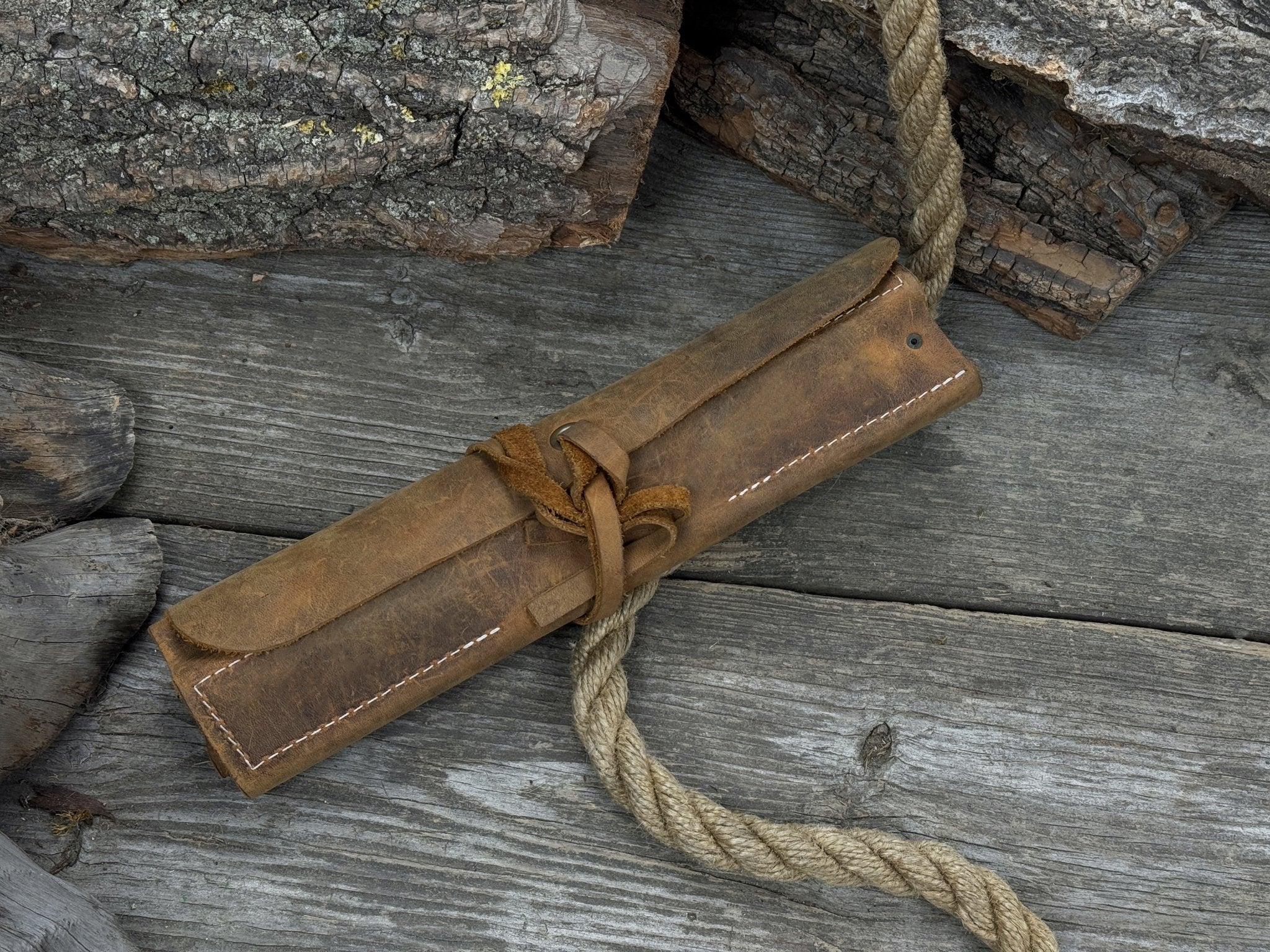 4 Pocket Leather Tool Roll - 2