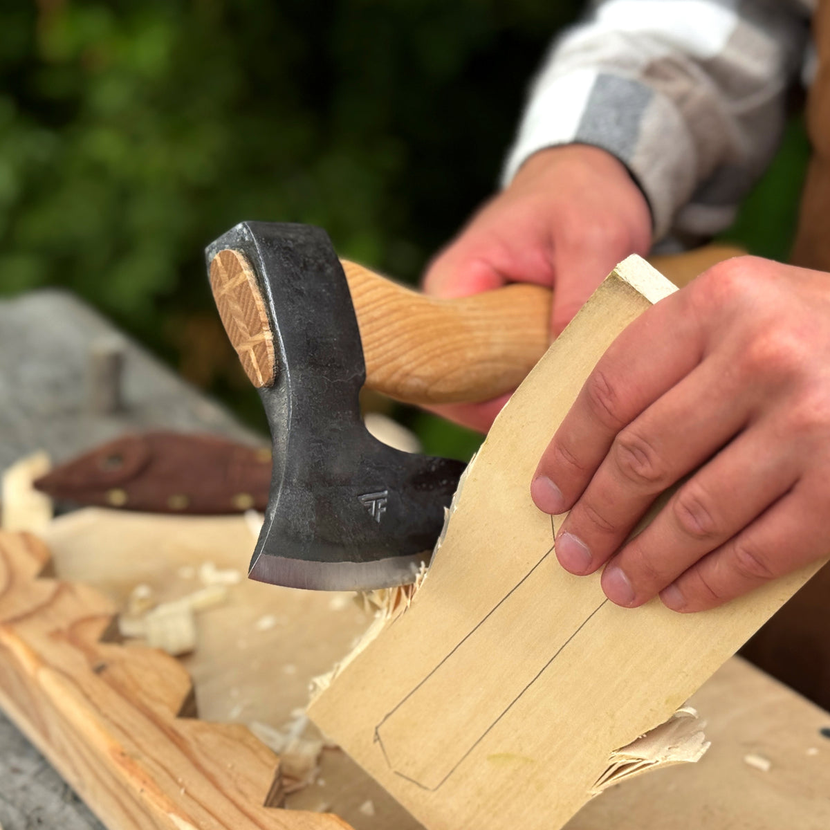 Small Carving Axe with Leather Sheath, 0.68 kg (1.50 lb)