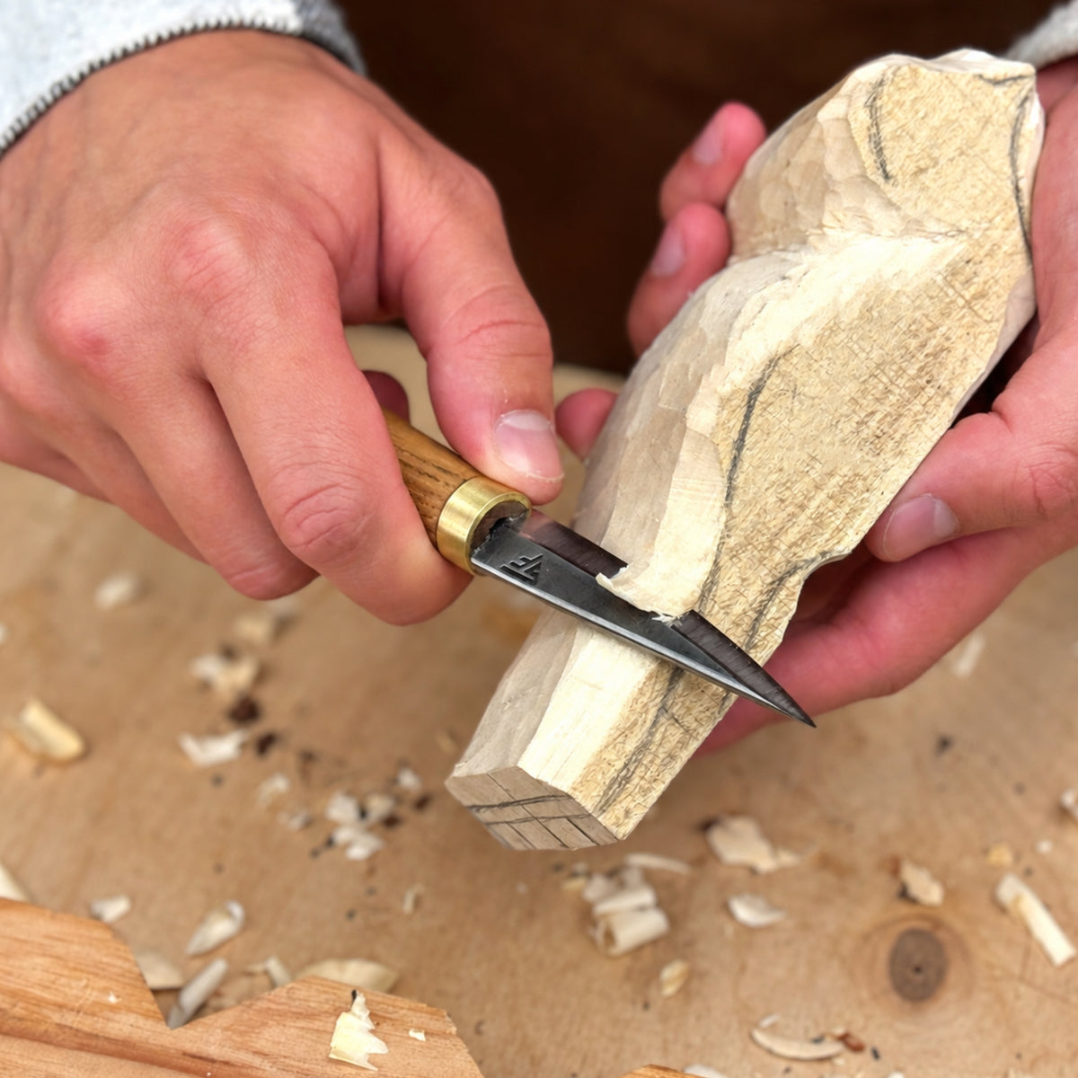 Hand Forged Whittling Sloyd Knife, 7.5 cm / 2.95 in