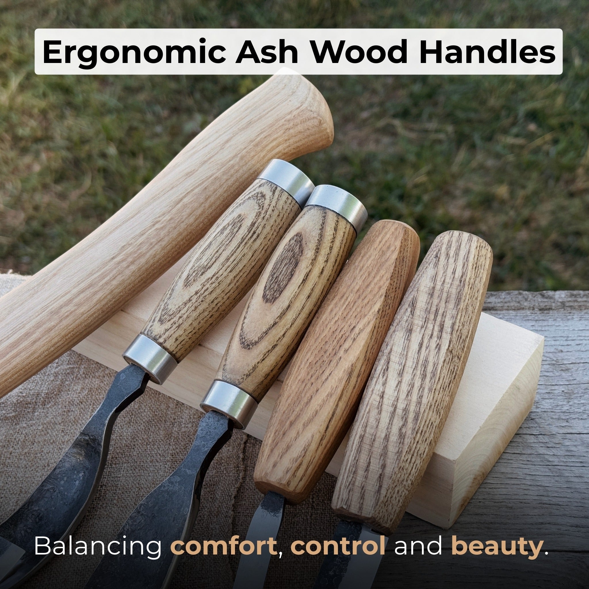 5-Piece Hand-Forged Carving Tool Set with Leather Sheath