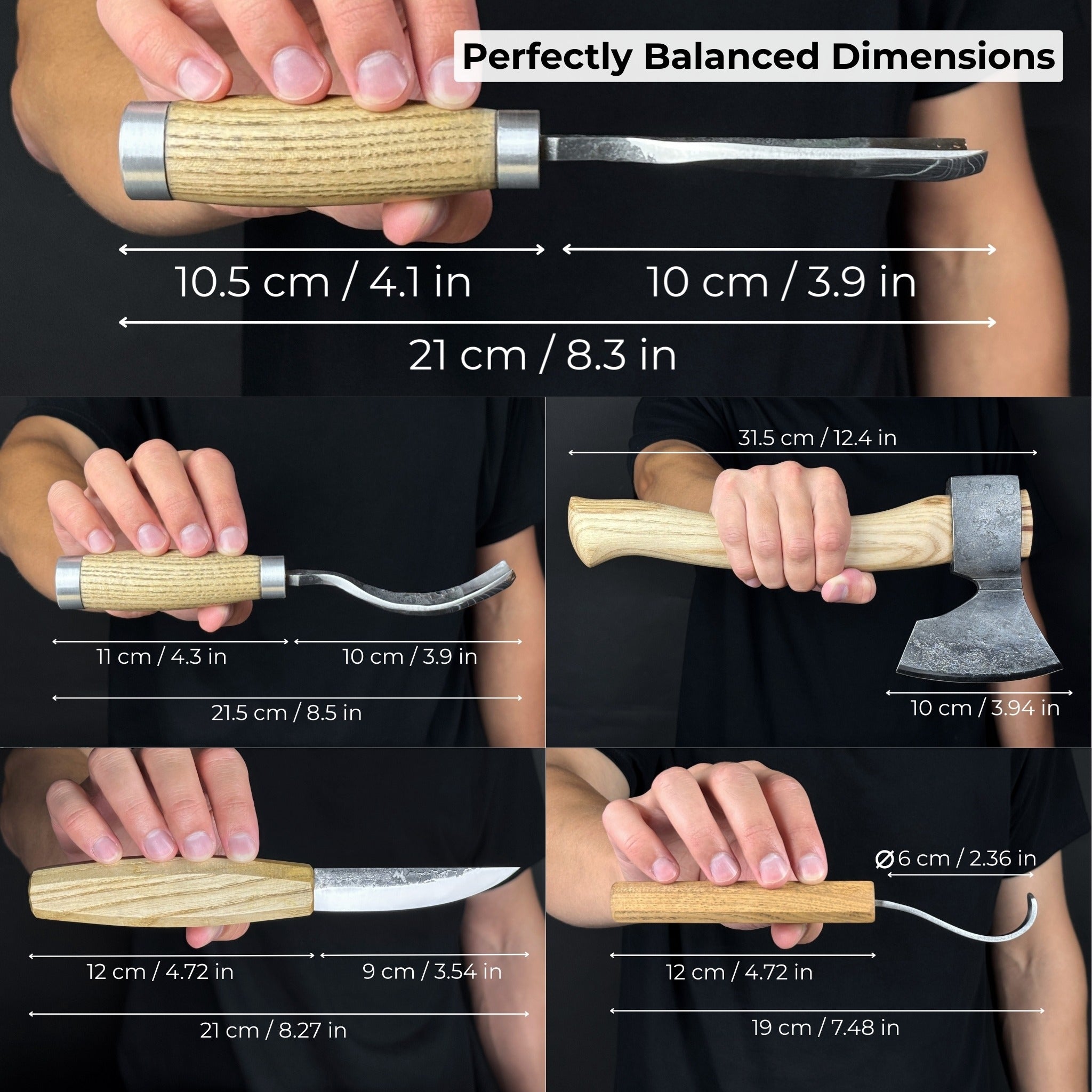 5 - Piece Hand - Forged Carving Tool Set with Leather Sheath - 6