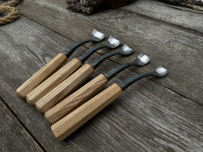 5 - Piece Hand - Forged Spoon (Short) Bent Gouge Set - 3