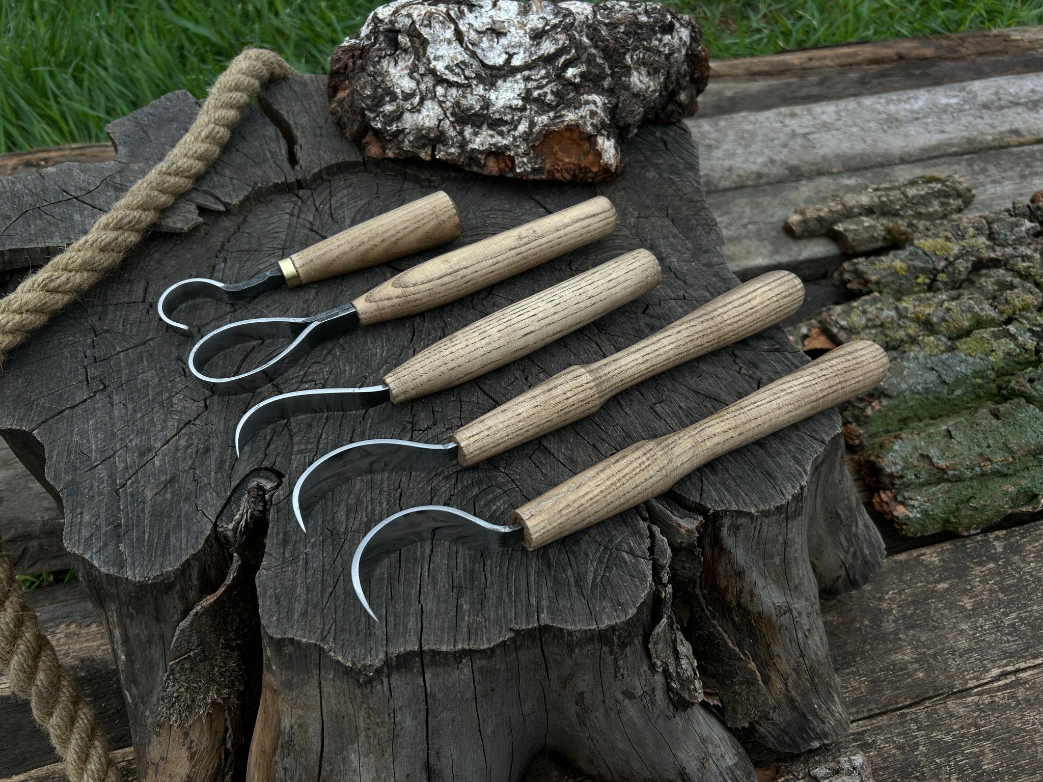 5 - Piece Hand - Forged Wood Carving Knife Set - 6