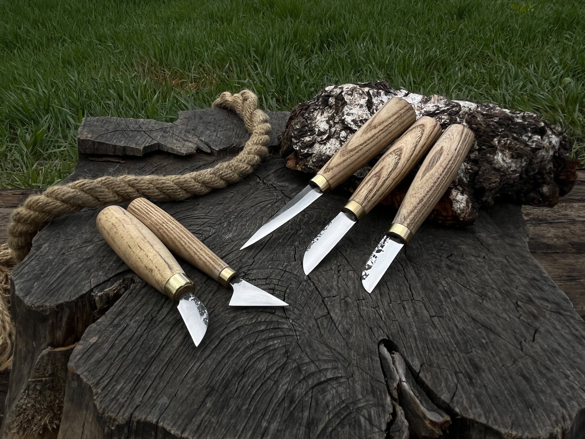 5 - Piece Hand - Forged Wood Carving Knife Set - 7