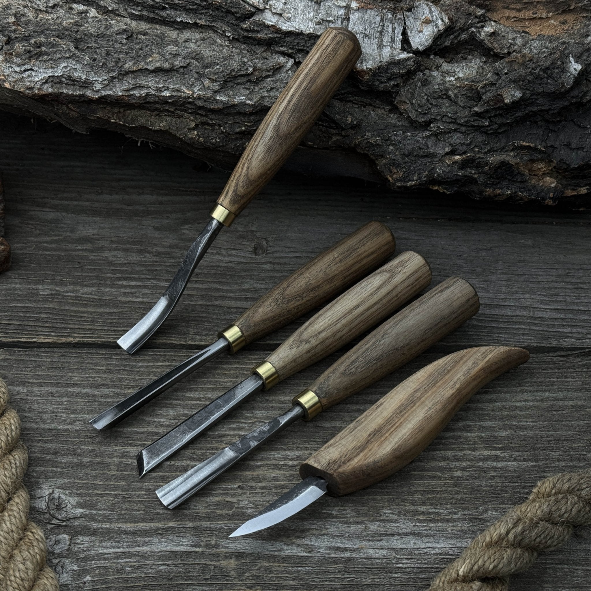 5 - Piece Hand - Forged Wood Carving Tool Set - 6
