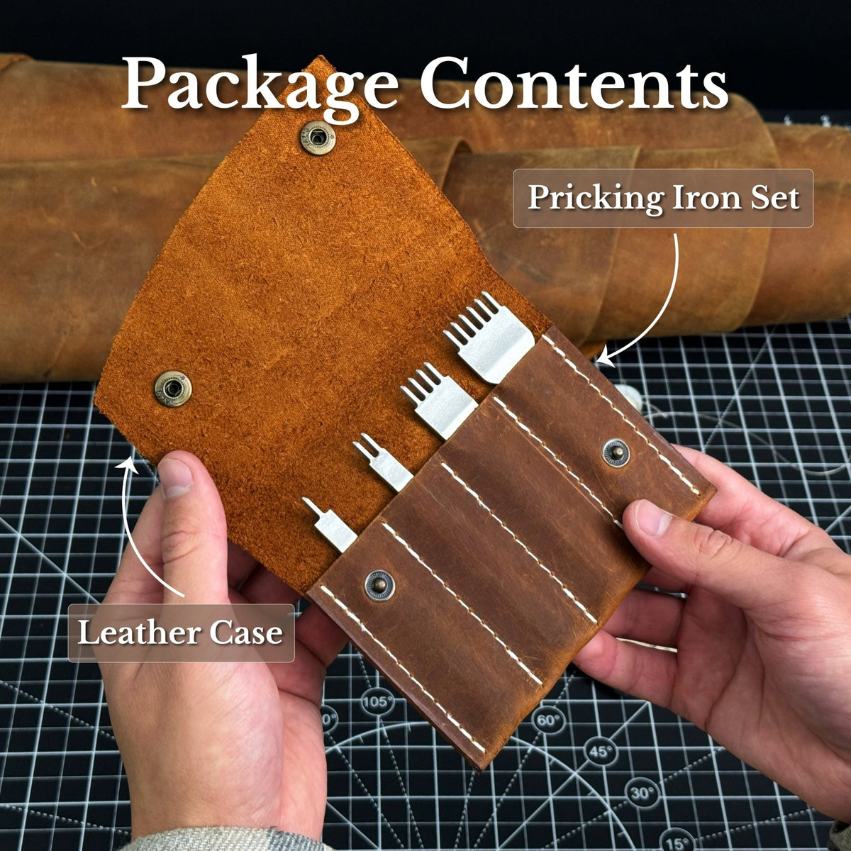 5-Piece Leather Working Tool Set With Nylon Mallet - 11