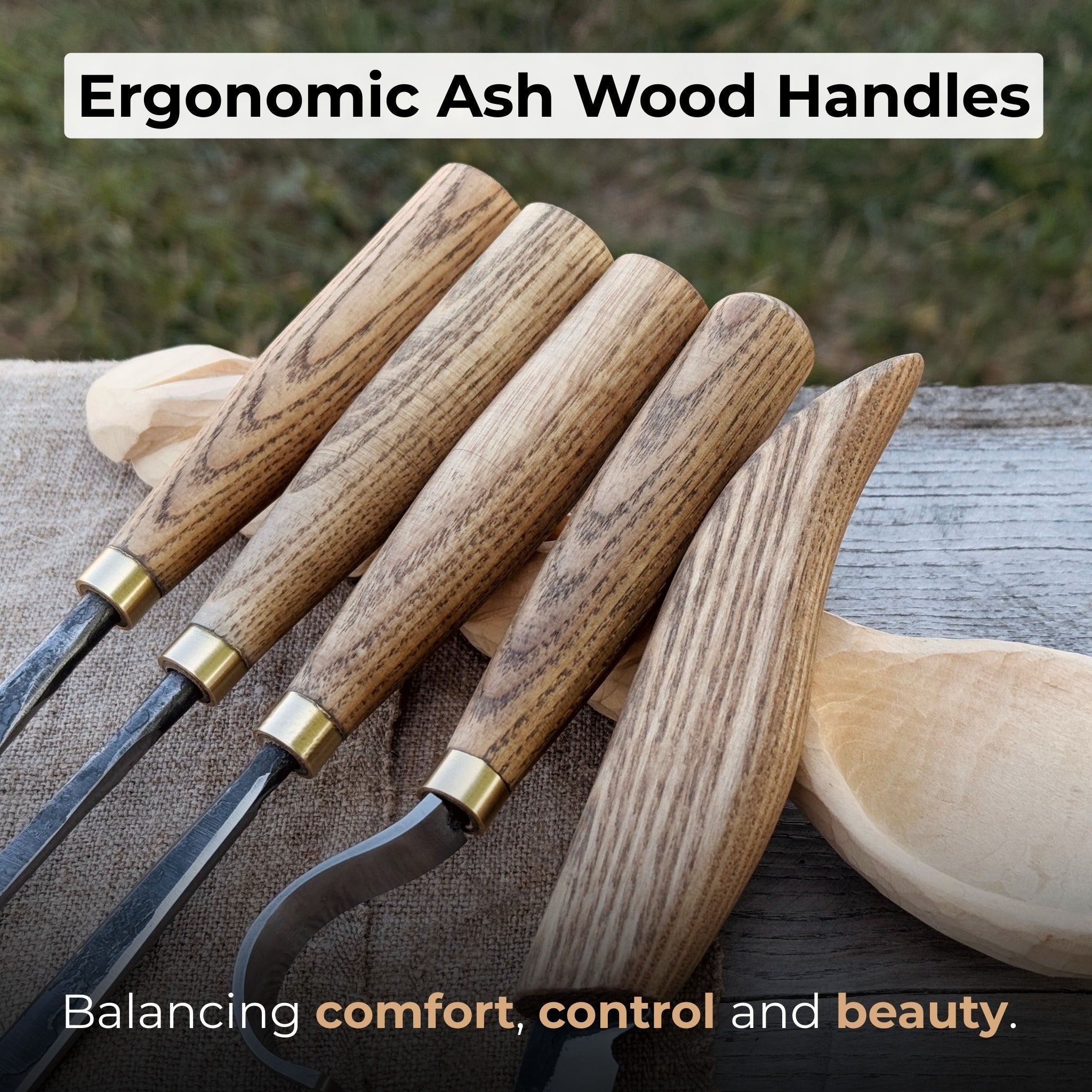 5 - Piece Spoon Carving Tool Set with Leather Strop and Case - 4