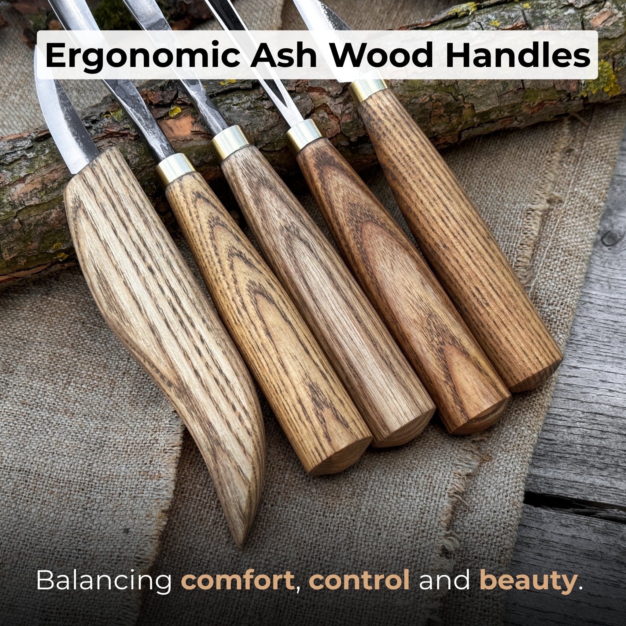 5 - Piece Wood Carving Tool Set with Sharpening Board & Leather Case - 4