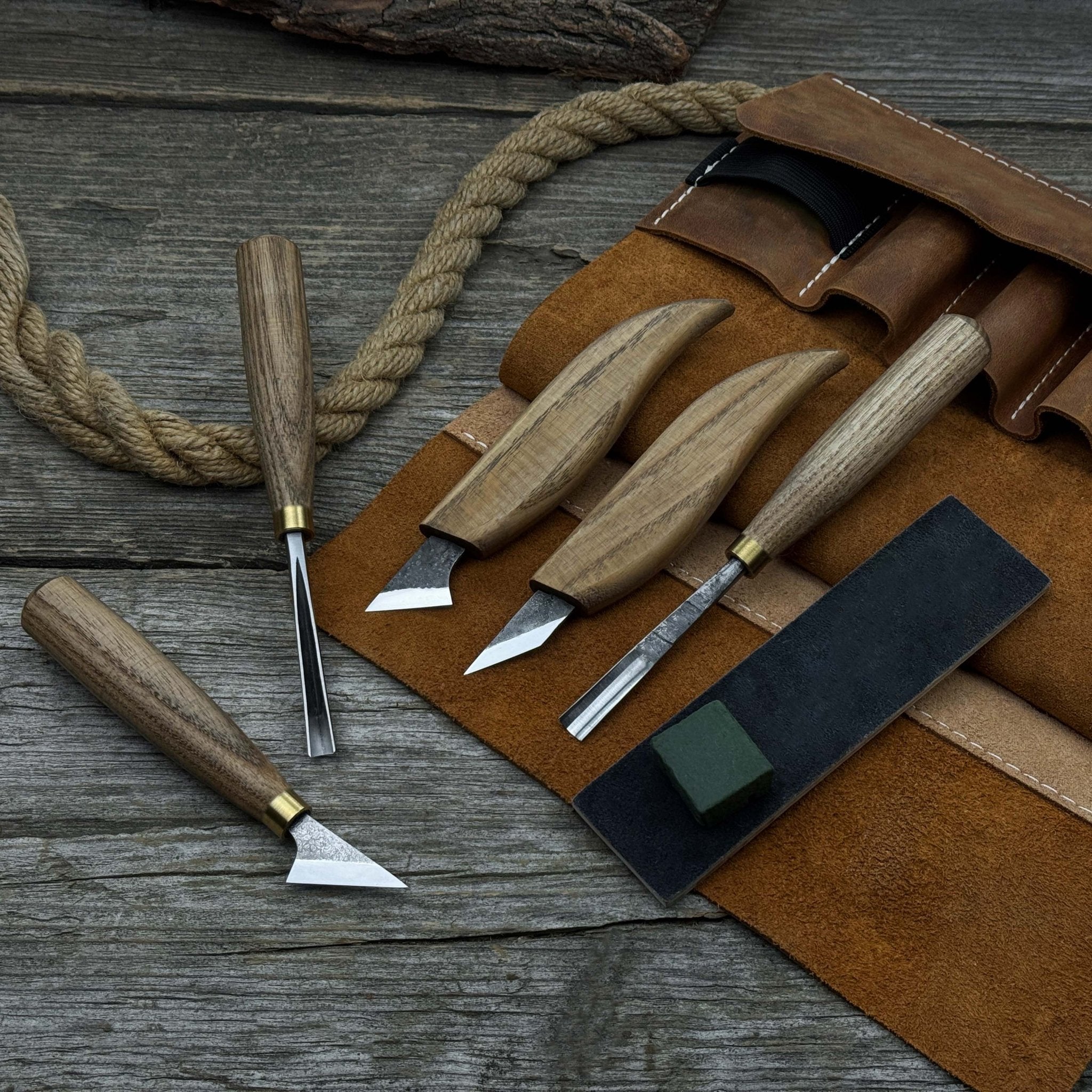 5 - Piece Wood Carving Tool Set with Sharpening Board - 10