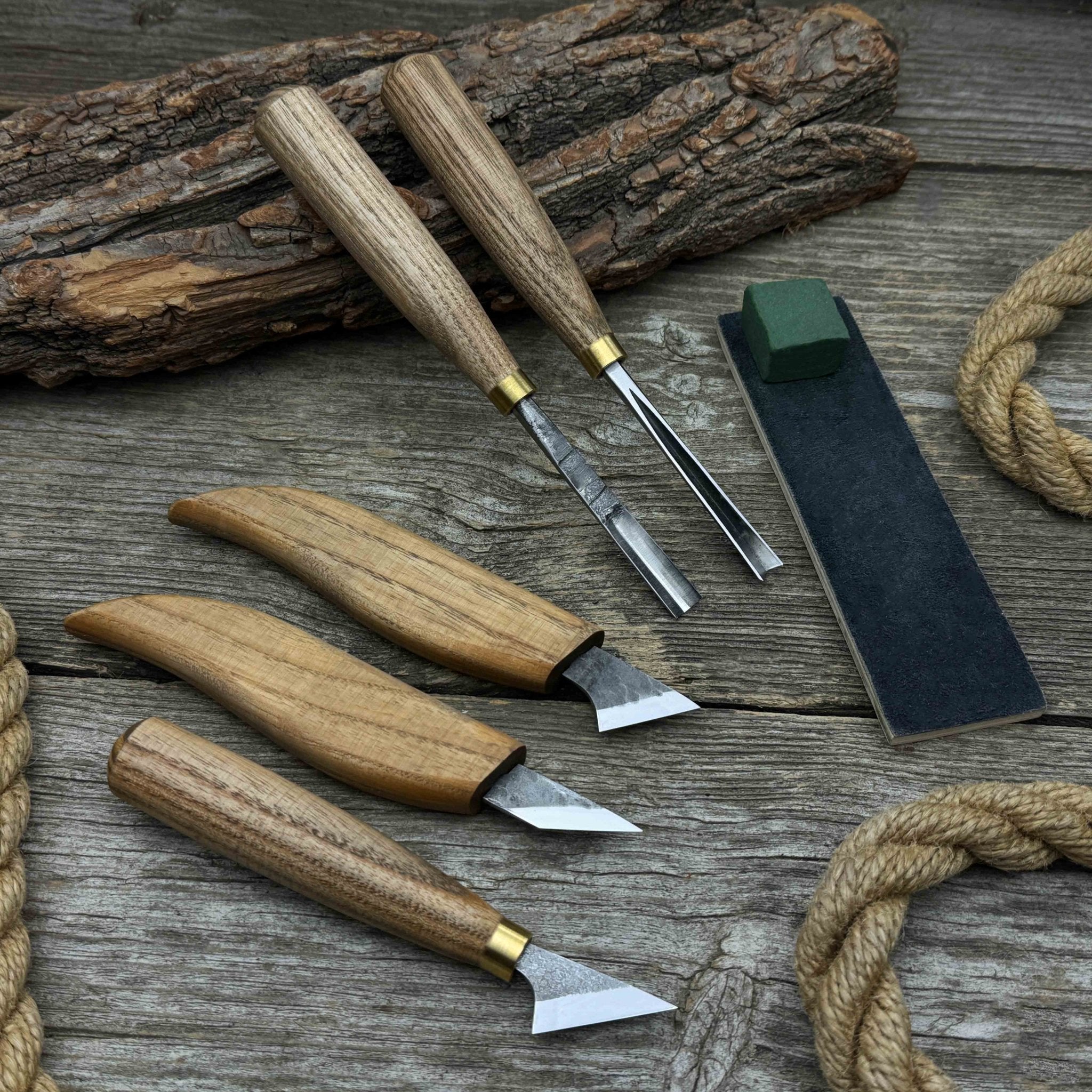 5 - Piece Wood Carving Tool Set with Sharpening Board - 6