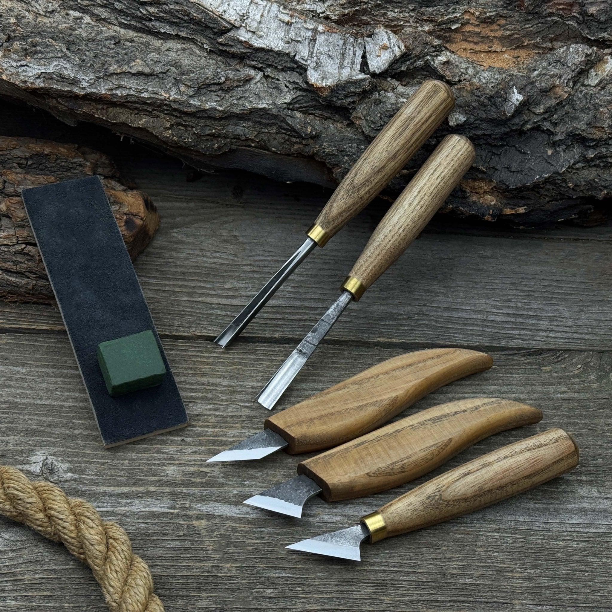 5 - Piece Wood Carving Tool Set with Sharpening Board - 7