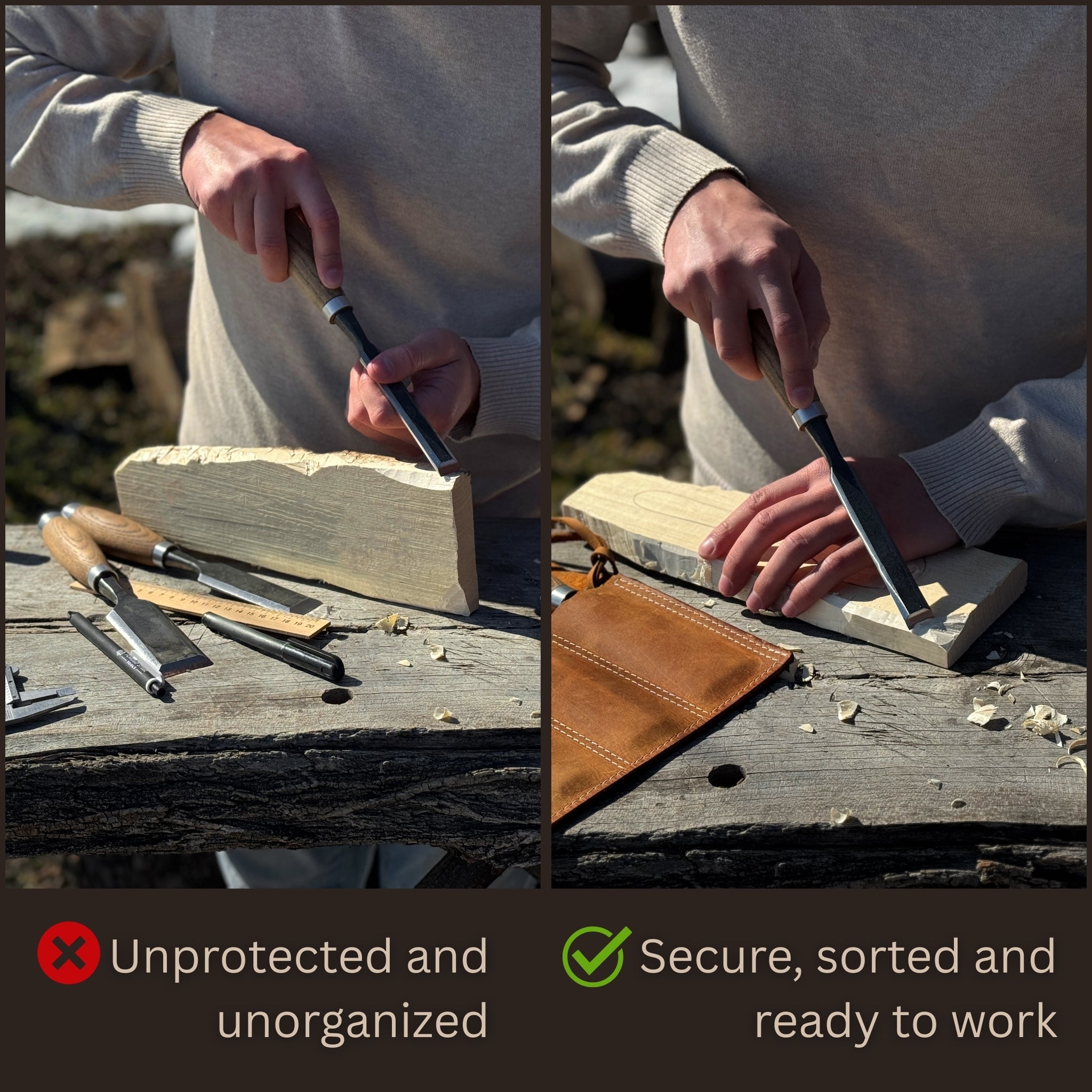 5 Pocket Leather Chisel Roll - 2