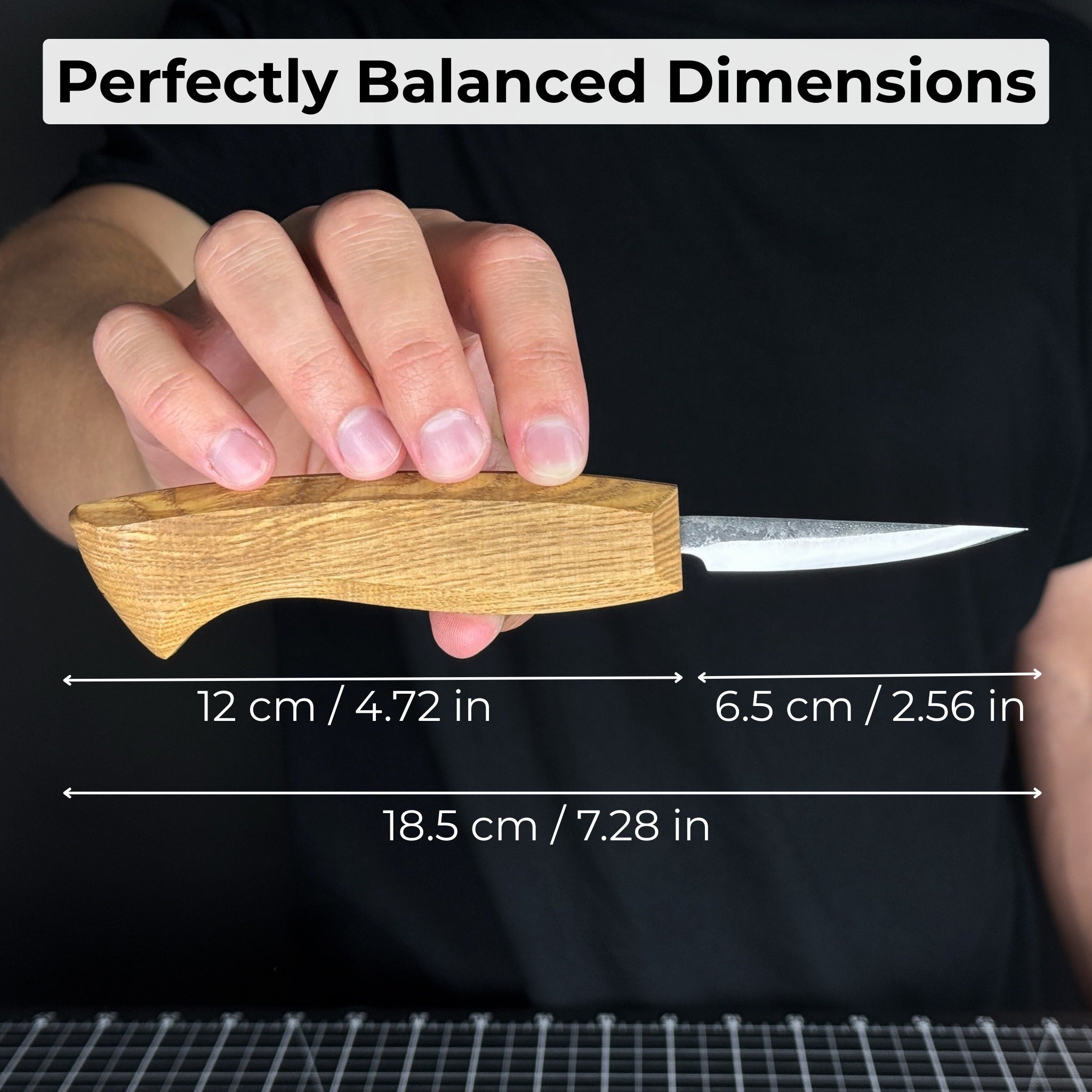 Handgeschmiedetes Kerbschnitzmesser, Klinge 4 cm