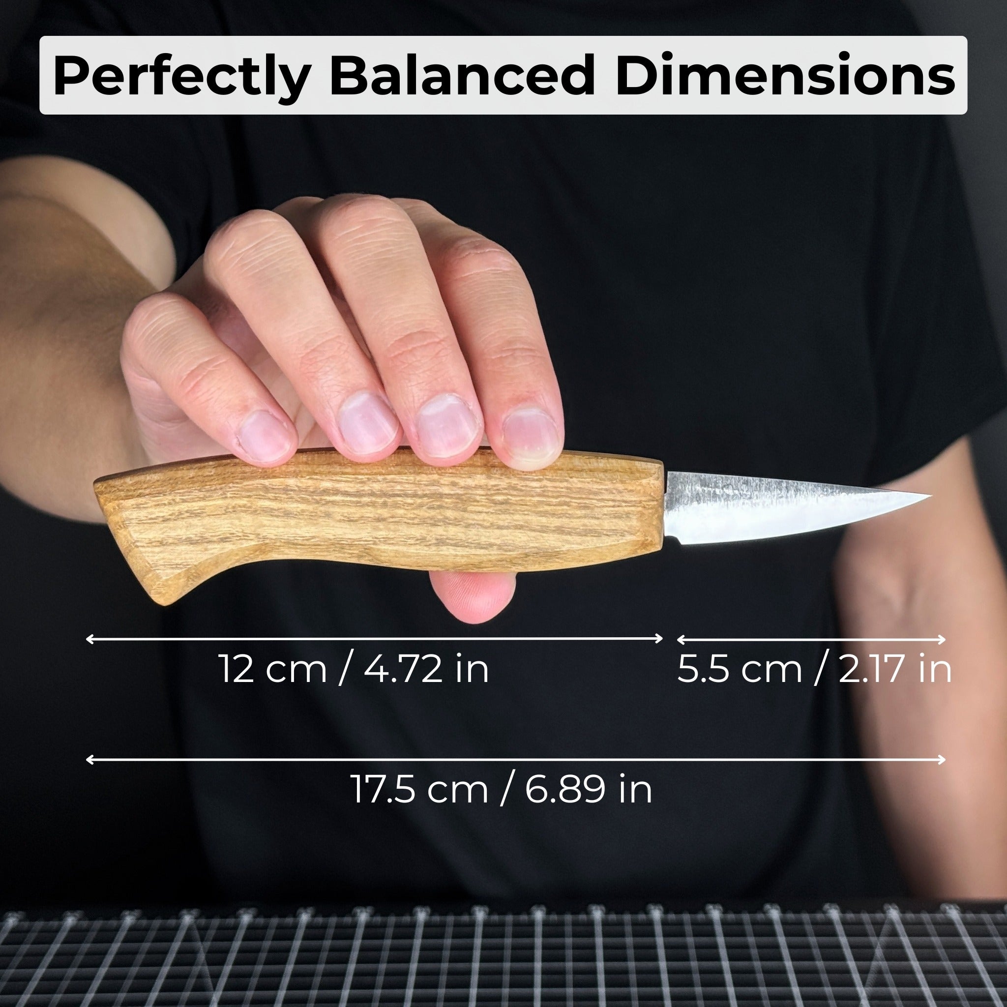 Handgeschmiedetes Kerbschnitzmesser, Klinge 4 cm