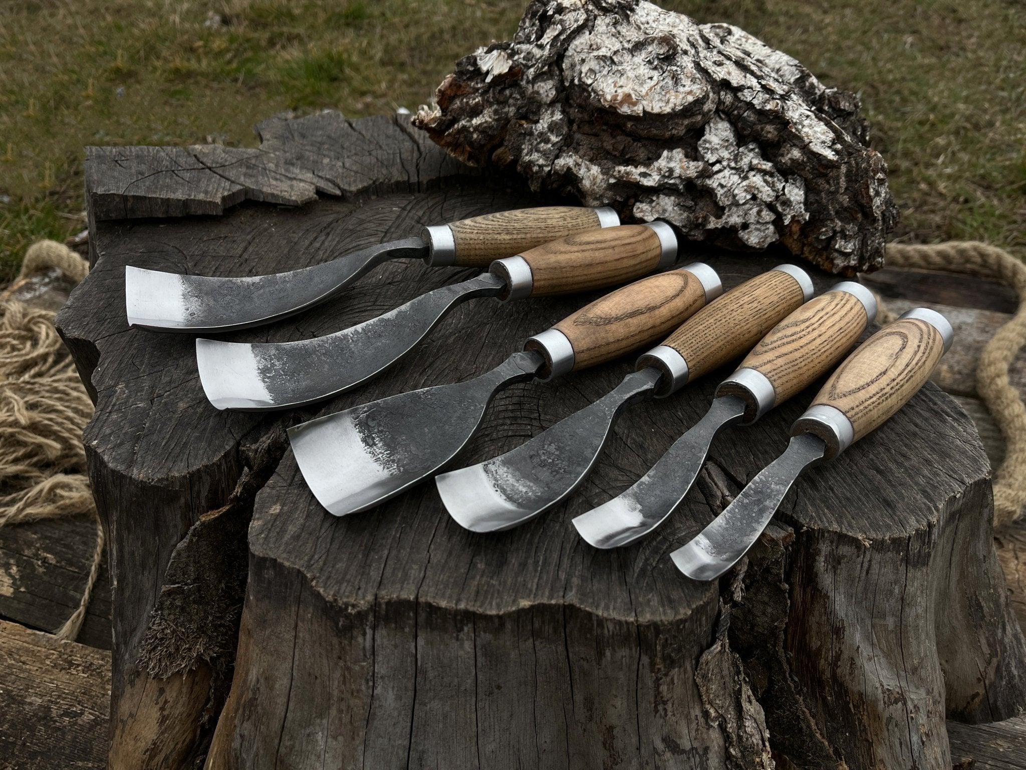 6 - Piece Hand - Forged Long Bent Gouge Set - 6