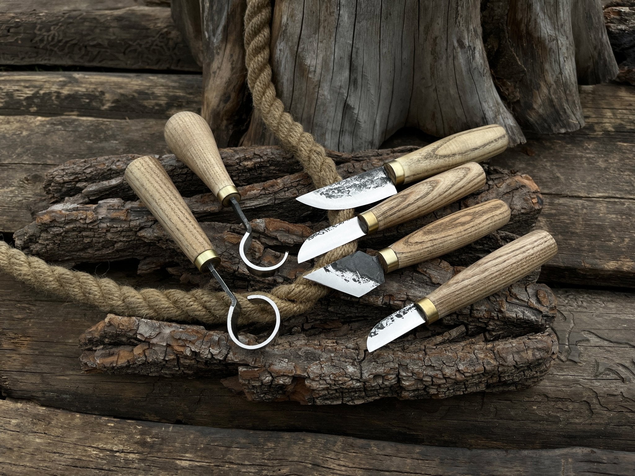 6 - Piece Hand - Forged Wood Carving Knife Set - 1